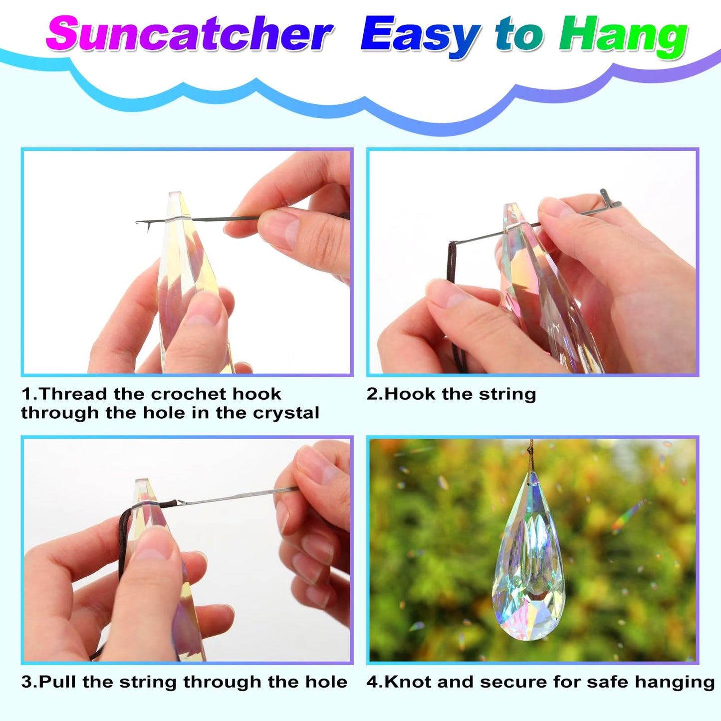 120mm Crystal Suncatcher, 2 Pack Large Prism Sun Catchers Windows Hanging Ornaments Rainbow Maker Pendant Indoor Outdoor Garden Chandelier Birthday Wedding Party Valentines Day Gifts for Women