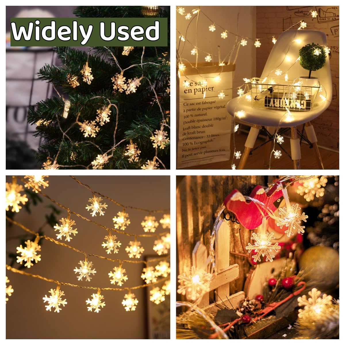 Yoitomehy Snowflake Christmas String Lights, 20 ft 40 LED Battery Operated Christmas Lights, Xmas Decorations Fairy Lights for Bedroom Mantle Window Patio Tree Holiday Room Dorm Decor, Warm White