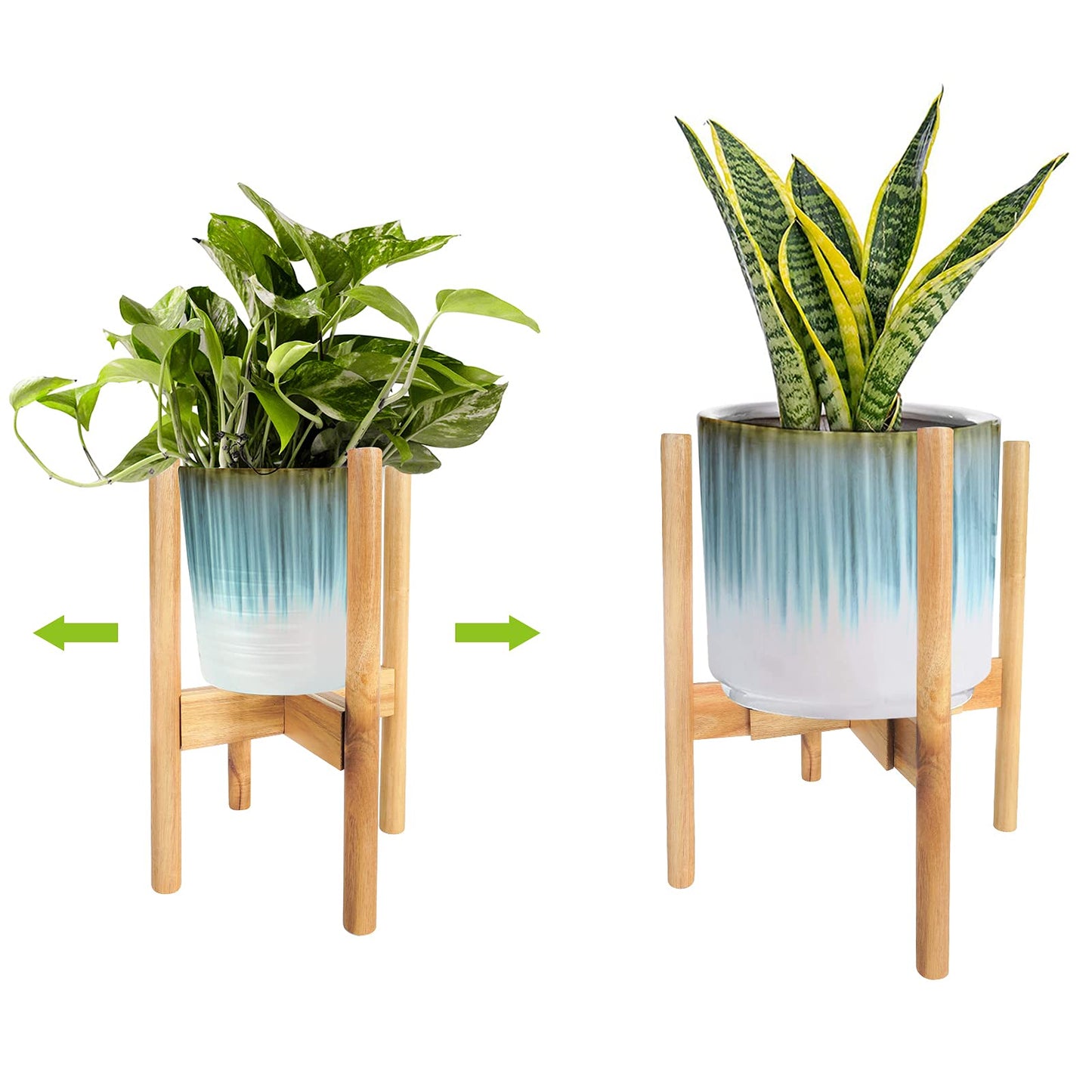 SOTECH Plant Stand Wood Flower Pot Holder Adjustable 8 to 12 inches, Bamboo Modern Plant Stand 15 inches in Height, Fit 8 9 10 11 12 inch Pots Pot & Plant Not Included Potted Stand Display Rack