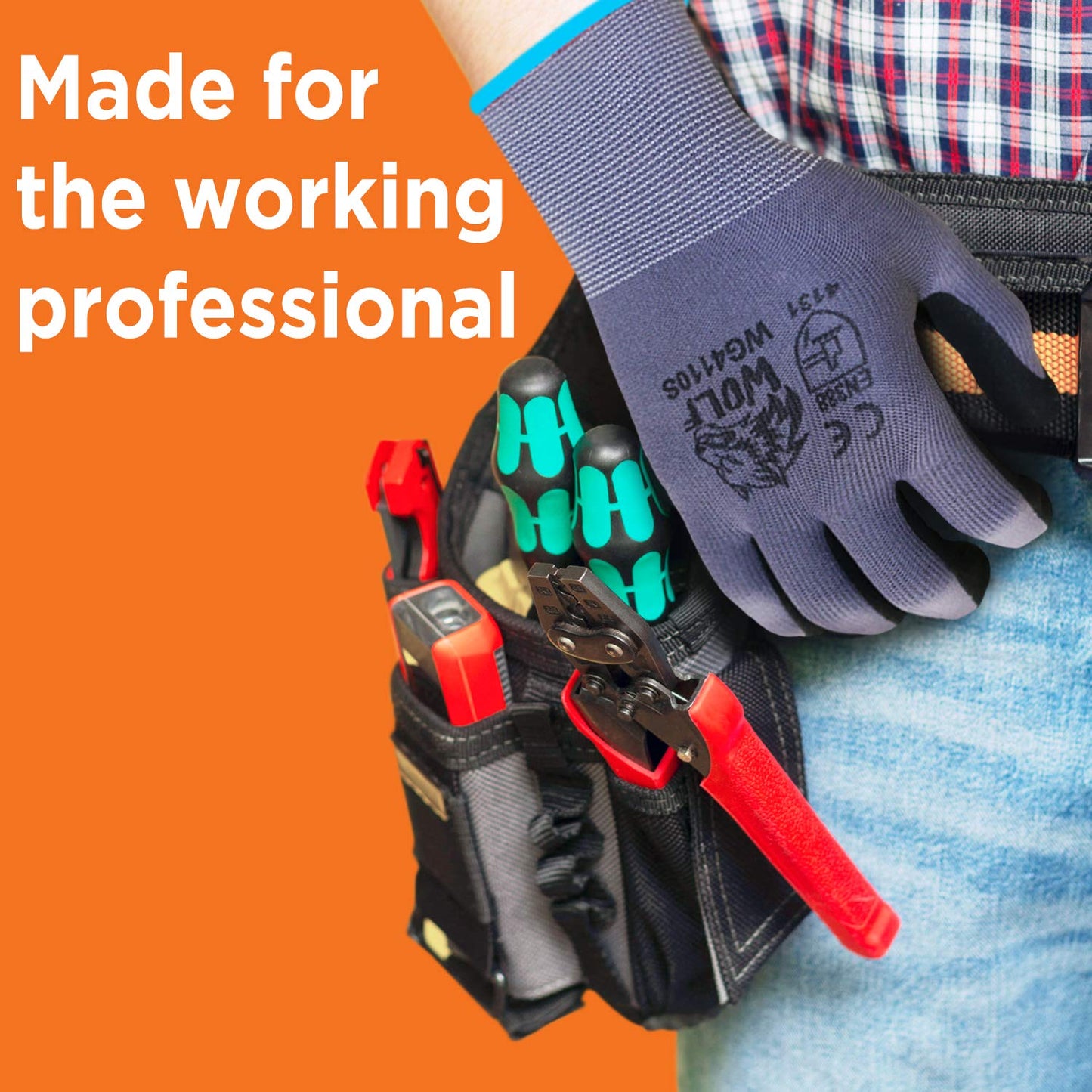 WOLF 13-gauge Ultra-Thin Nitrile Foam Coated Palm Grip Glove Multi-Purpose (12, Small)