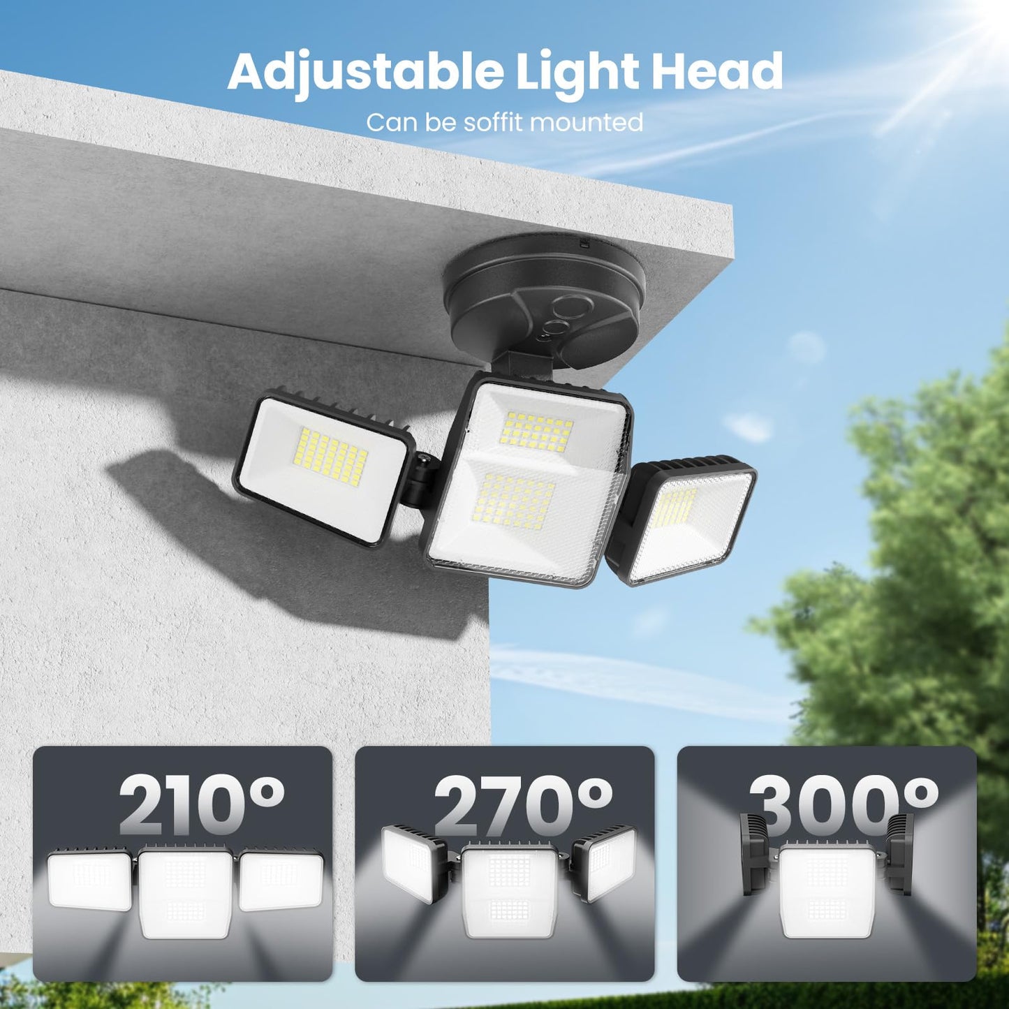 omibee 70W 7000LM LED Flood Lights Outdoor, Switch Controlled Security Lights with 4 Heads, Adjustable Heads, 6500K Daylight IP65 Waterproof Outside Wall Light for Backyard, Yard, Garage, Patio