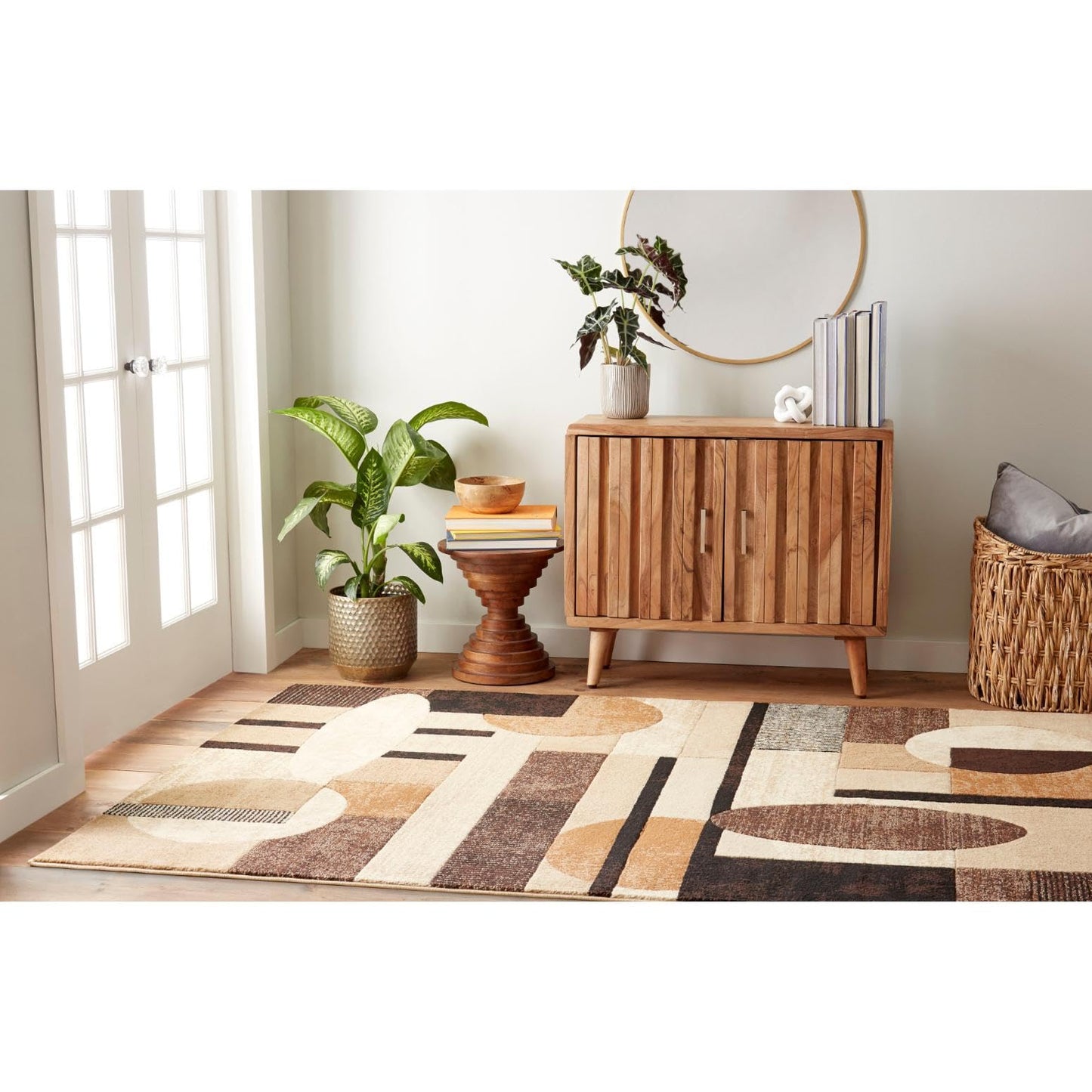 Home Dynamix Tribeca Jasmine Modern Area Rug, Abstract Brown/Beige 39" X 55"