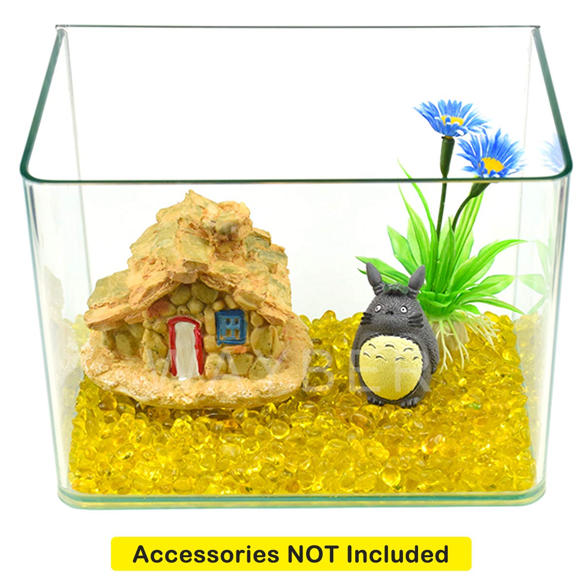WAYBER Glass Stones, 1Lb/460g Irregular Sea Glass Pebbles Non-Toxic Artificial Gemstones for Vase Filler/Terrarium Flowerpot Aquarium Turtle Tank Decoration/Handcraft Making, Yellow