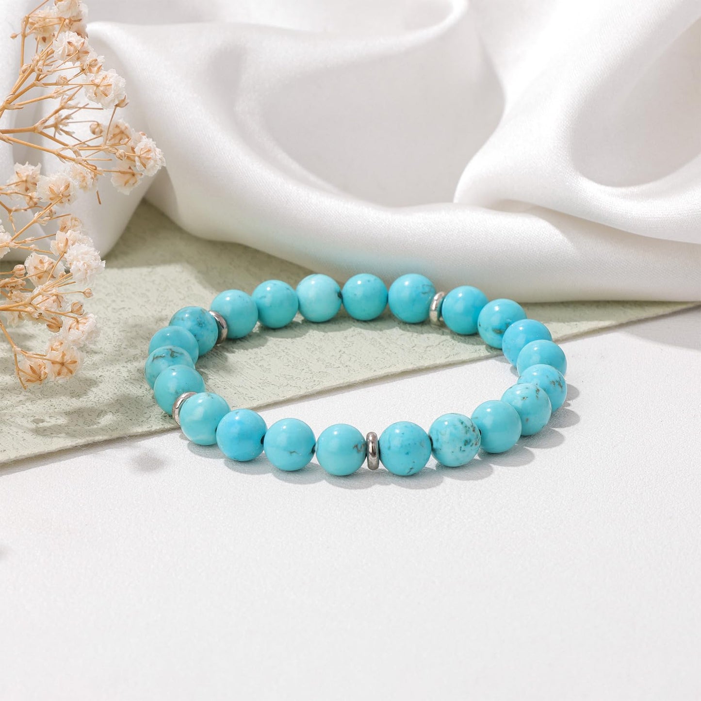 GolbalJew Healing Bracelet For Women Anxiety Beaded Bracelets Jewelry Healing Stone Blue Turquoise Bracelet Stress Relief Yoga Beads Chakra Bracelets Gifts For Women