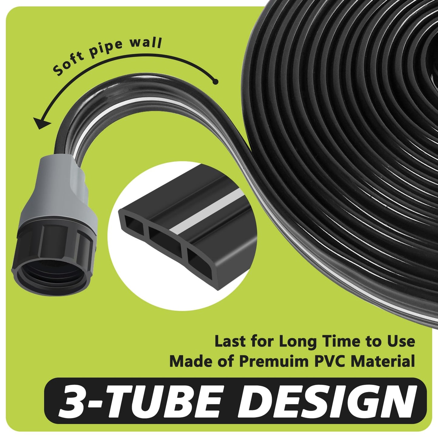 Apgooface Sprinkler Hose with Holes, Flat Soaker Hose 100 Ft (25 ft 4pack) with Garden Staples and Splitters, Watering Drip Irrigation Hoses for Lawn, Vegetable and Garden Beds (100 ft)