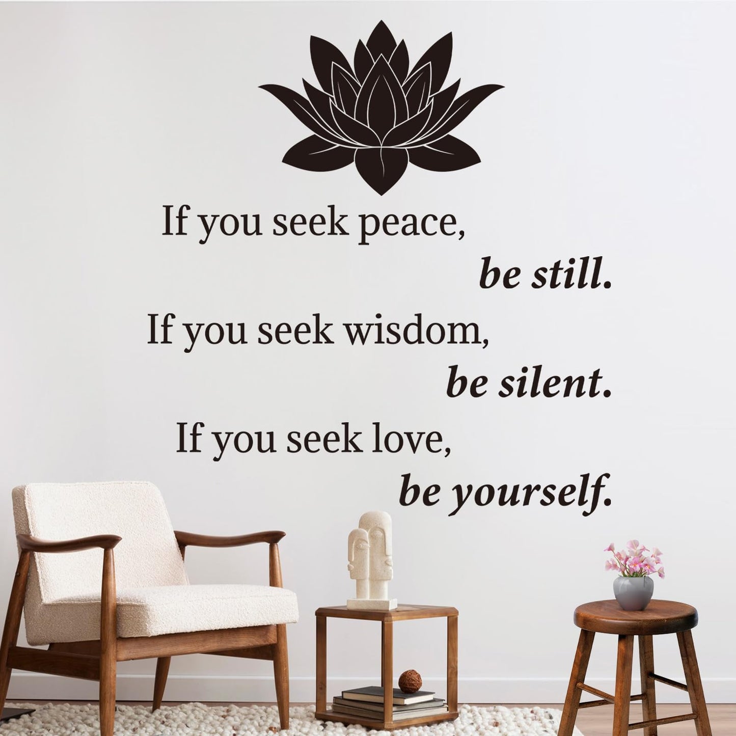 Decalmile Lotus Buddha Decal Quotes Be Yourself Inspirational Positive Black Letter Stickers Living Room Gym Bedroom Wall Decor