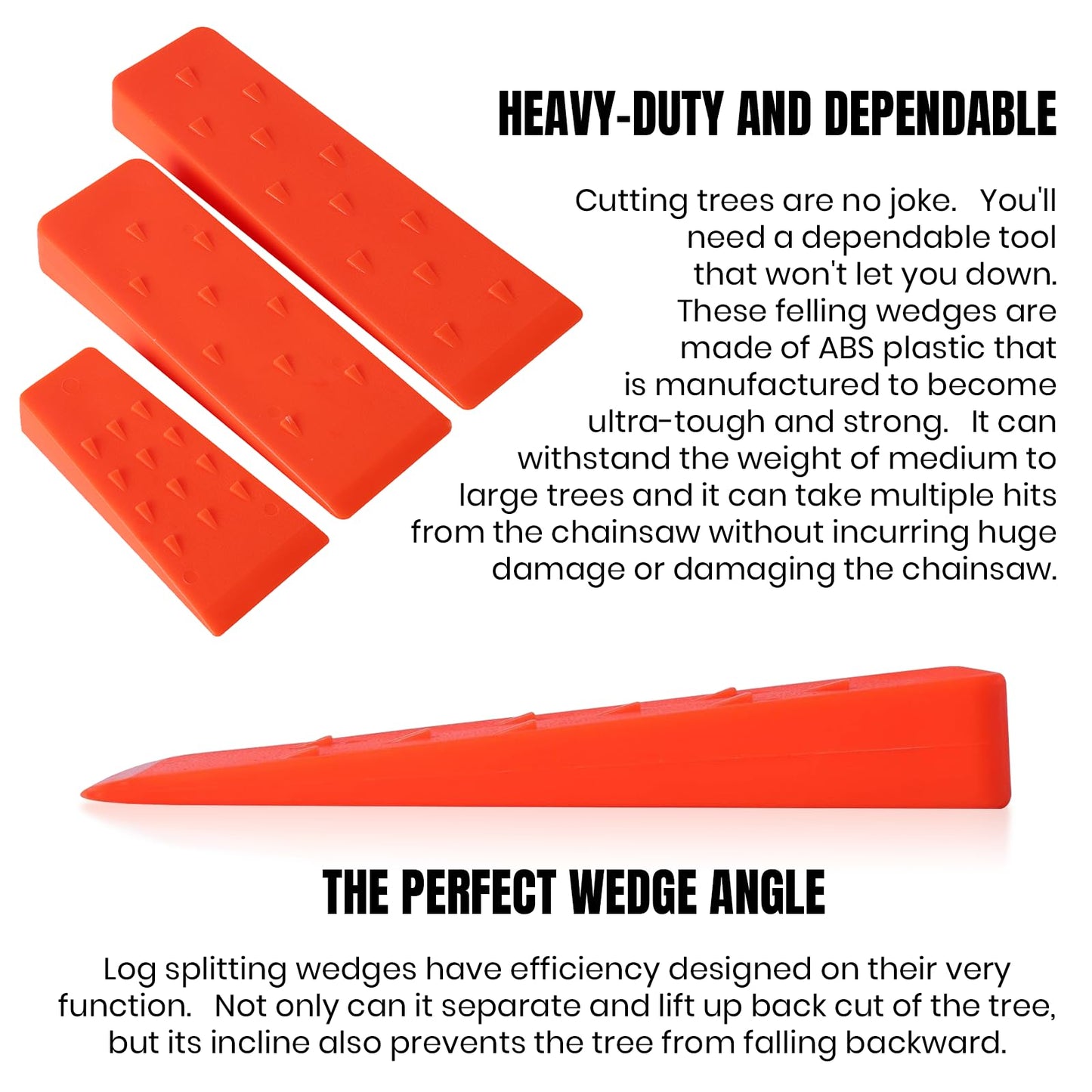 6 Pack Tree Felling Wedges with Spikes for Safe Tree Cutting – 2 Each of 10", 8” and 5.5” Wedges with Storage Bag; 6 Felling Dogs to Guide Trees Stabilize and Safely to Ground for Loggers and Fallers