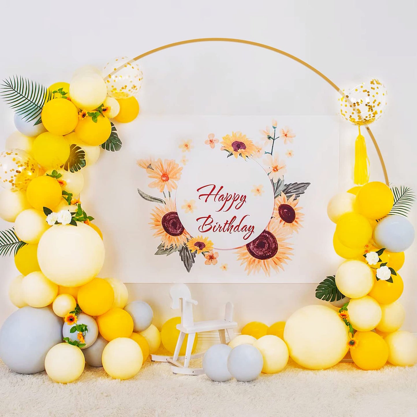 Wokceer Round Backdrop Stand 8FT Gold Wedding Arch Metal Circle Balloon Arch Stand for Birthday Party Wedding Bridal Shower Anniversary Ceremony