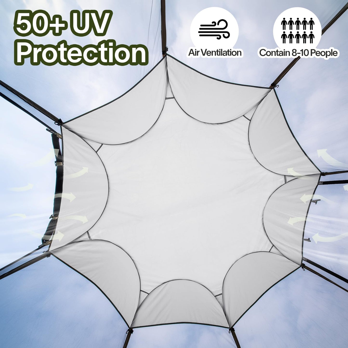 Alvantor 12'x12' Pop Up Screen House Tent, Instant Outdoor Gazebo with Mosquito Netting & UPF 50+ Sun Protection, Portable Canopy Shelter for Patio, Backyard, Camping (8-10 Person),Grey