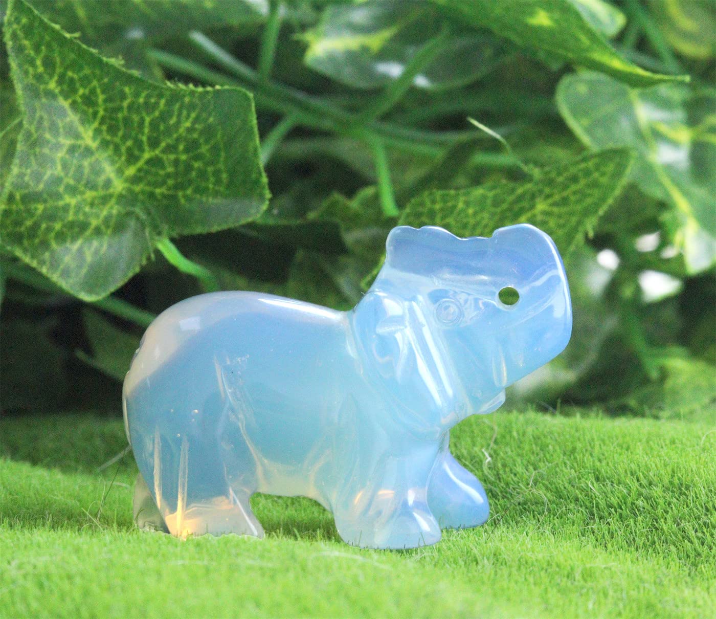 YATOJUZI 2" Opal Elephant Decor Healing Crystal Cute Polished Natural Stone Hand-Carved Big Pink Sculpture Statue Figurines Gemstone Energy Hippie Home Room Office Desk Decoration Gifts for Women Men