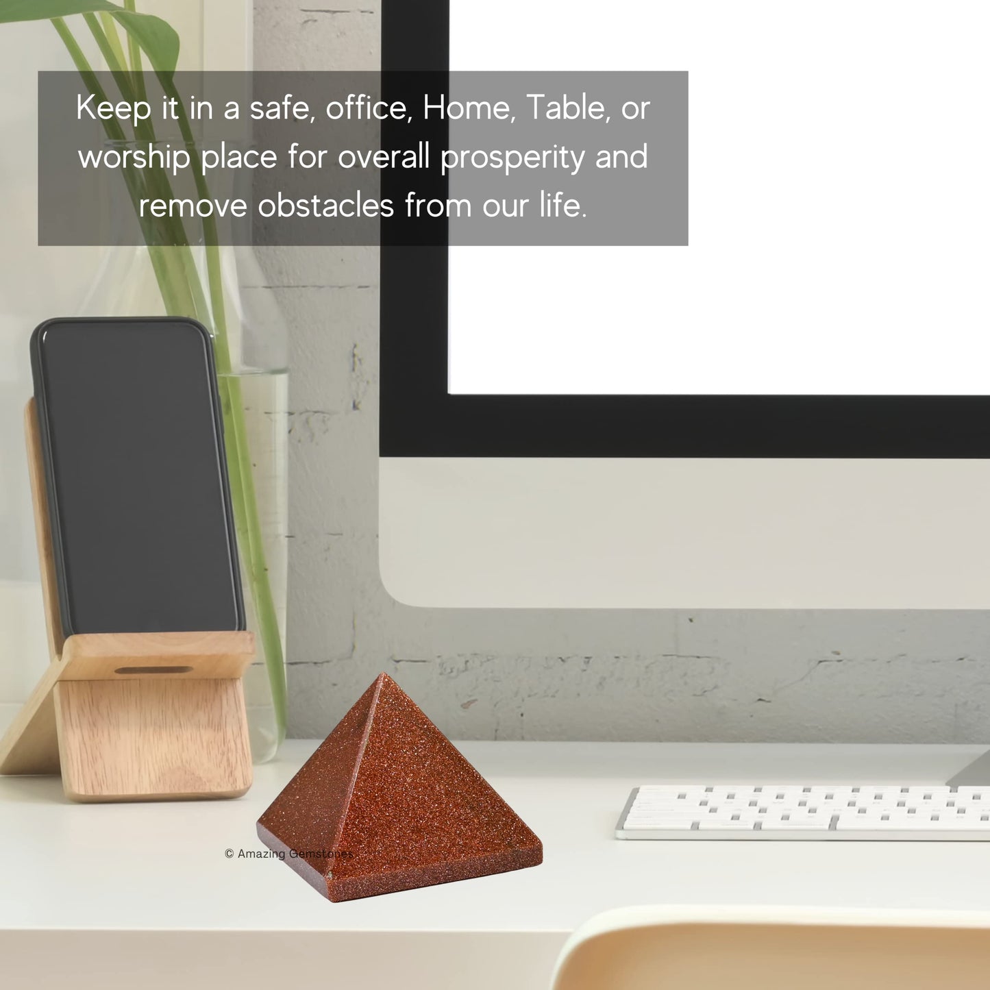 Amazing Gemstone Red Goldstone Pyramid Crystal Healing Stones - 2" Great Pyramid Figurine of Natural Stone Pyramid for Meditation, Reiki, Chakra Balancing and Crystal Pyramids Grid