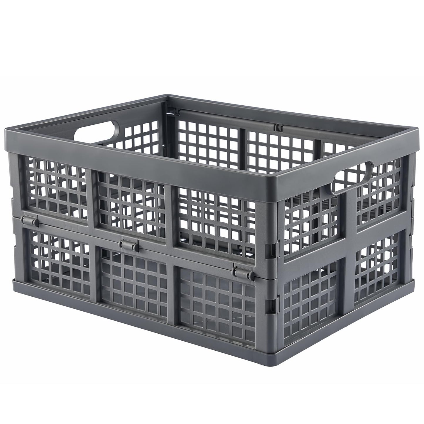 Aebeky 3-Pack Plastic Collapsible Storage Crates-30L,Foldable Plastic Crates for Storage (Gray)