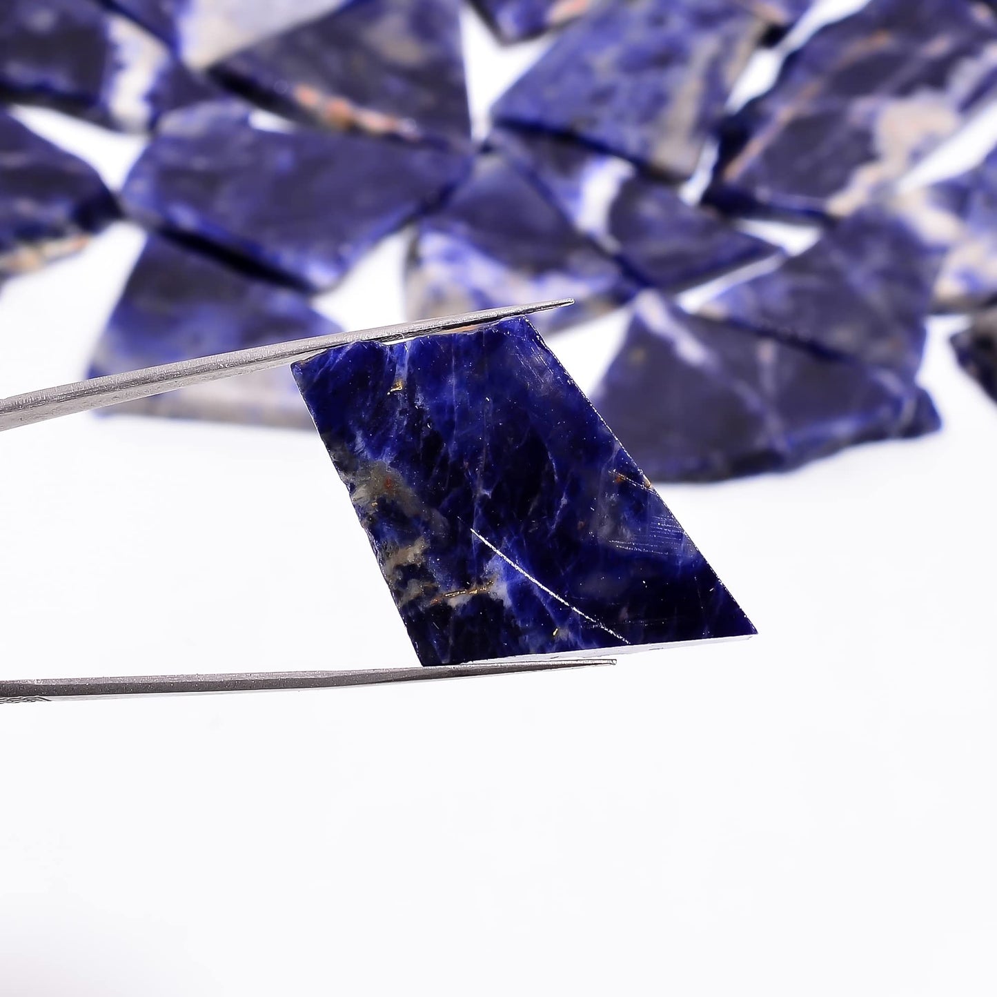 Natural Sodalite Slite Raw Slice Gemstone- Healing Crystals for DIY Jewelry Making -Loose Natural Cabochon -Perfect for Crafting Unique Jewelry Designs (5 pcs, 25-35 mm)