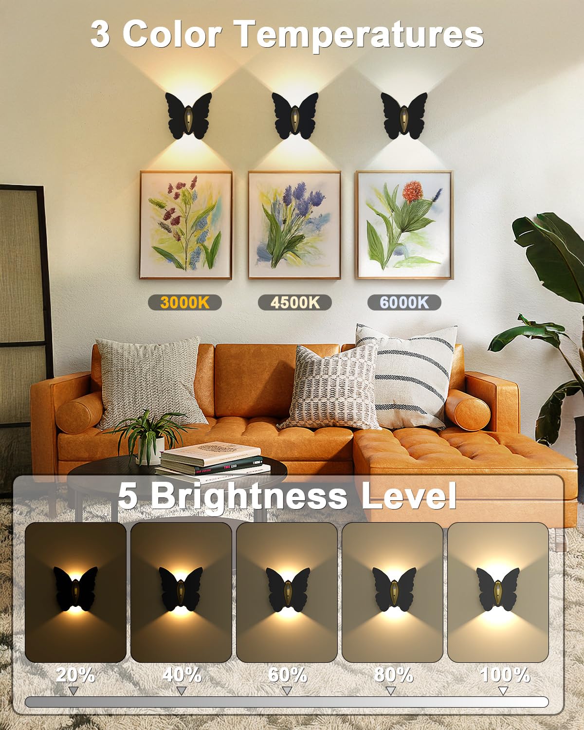 Eneru Battery Operated Wall Sconce Set of 2: 5000mAh Rechargeable Motion Sensor Night Light Wireless Wall Sconces Magnetic Closet Lights Stair Light Indoor Up and Down Wall Lamp for Bedroom Hallway