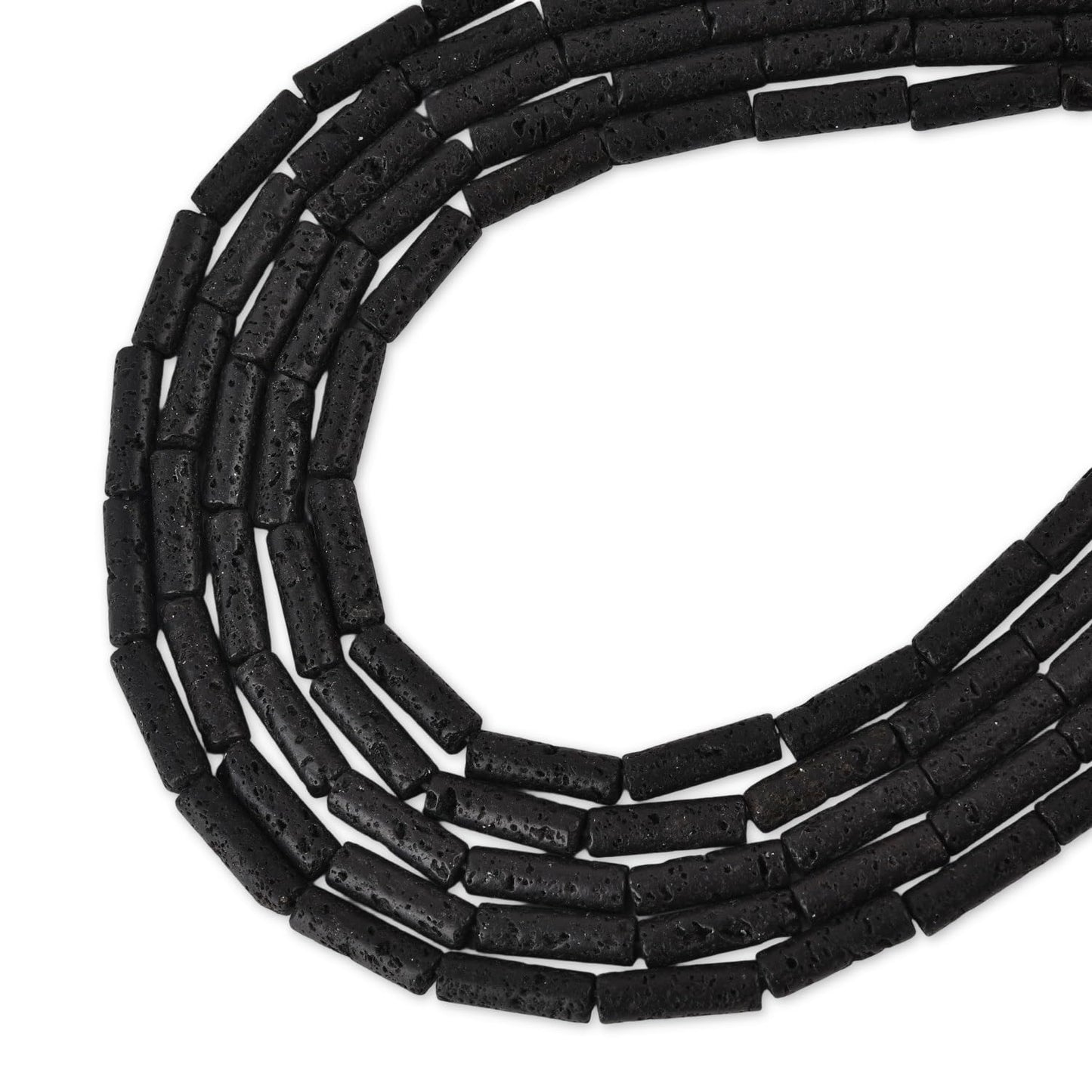 HAAMIIQII Natural Black Lava Tube Beads 13x4mm Column Stone Cylinder Gemstone Loose Beads for Jewelry Making Strand 15 Inch (28-29pcs)