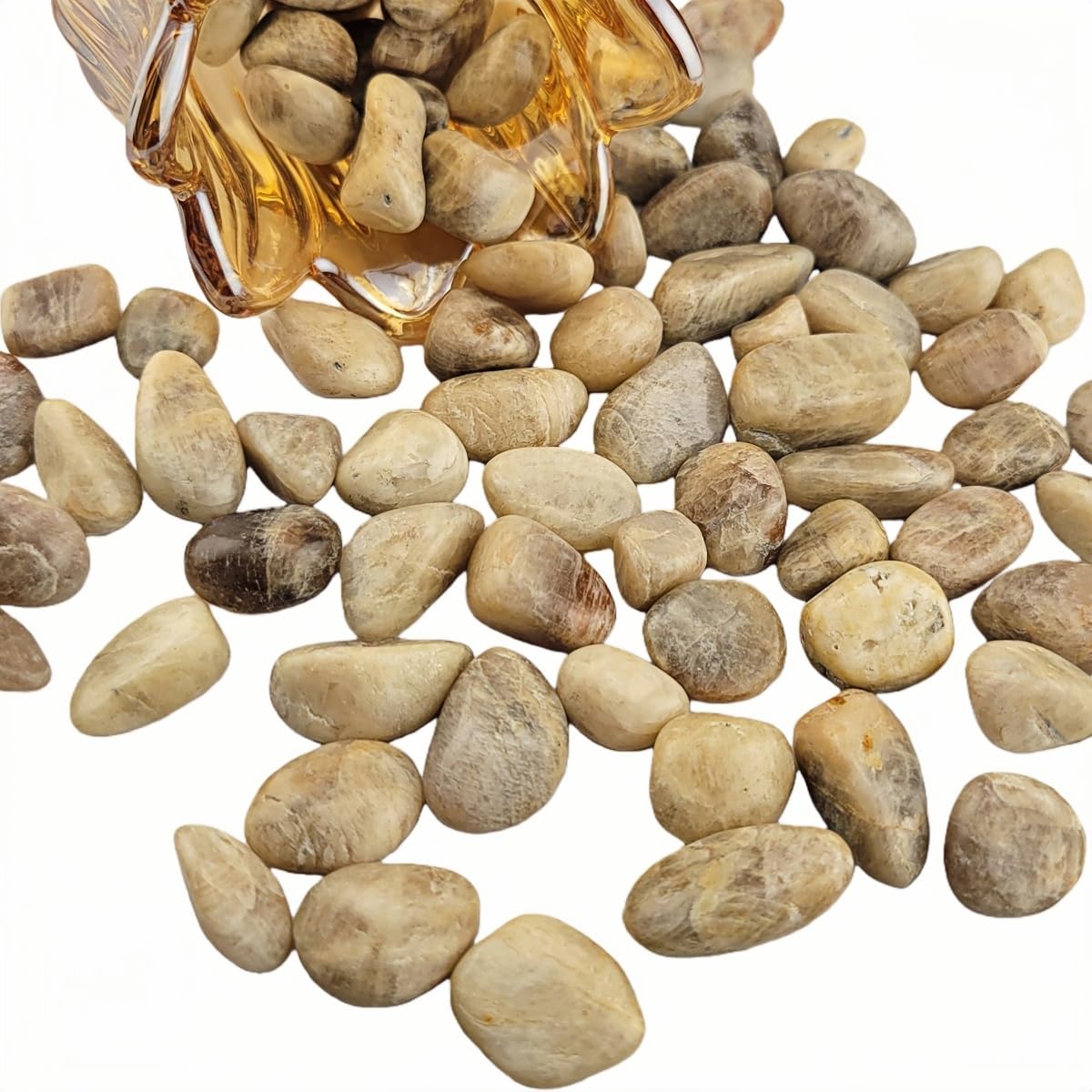 1,000 Carats Cream Moonstone Handpicked Tumbled Stones Crystals 0.4''-0.6'' Chips Bulk Pocket Stones for Healing, Reiki, Meditation, Witchcraft and Home Decorations (Cream Moonstone)
