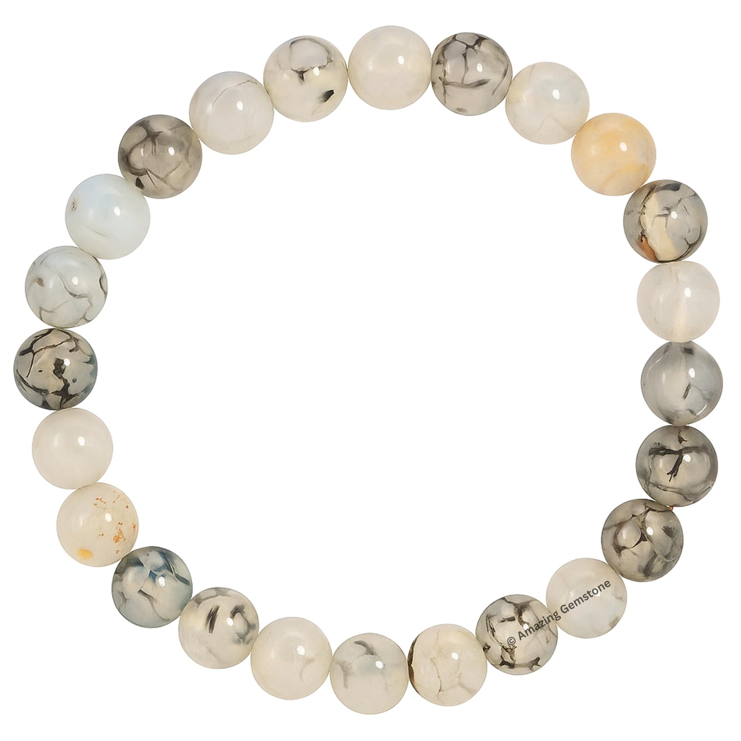 Amazing Gemstone Crystal Bracelet for Women Men's Gifts - Protection Healing Crystal Bracelet - 8mm Gemstone Beaded Stretchable Bracelet Pulseras Para Hombres Mujer Stocking Stuffers Mothers Day Gift (Dragon Vein Agate)