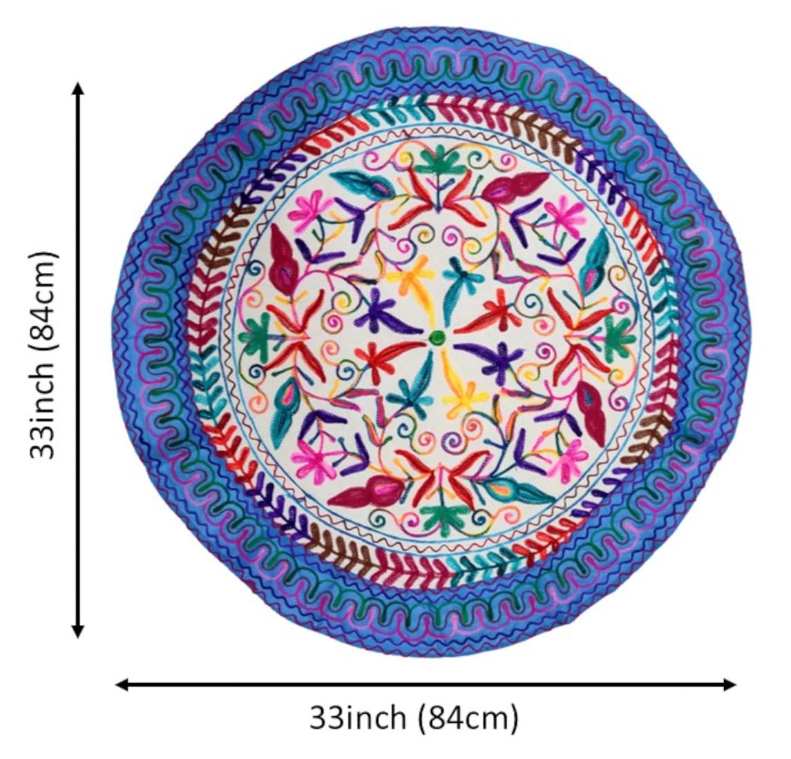 Purpledip Cotton Tapestry 'Floral Delight': Vintage Embroidery Table Cover Or Wall Hanging (11273)
