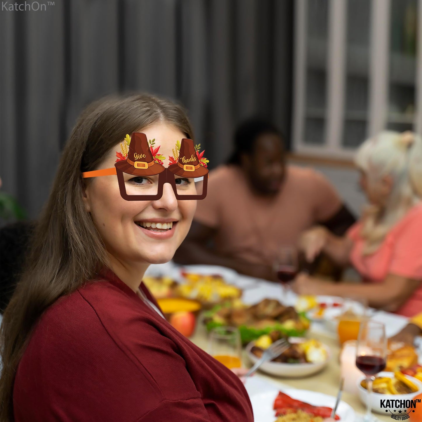 KatchOn, Happy Thanksgiving Glasses - Pack of 12 | Fall Thanksgiving Party Favors for Thanksgiving Party Decorations | Turkey Glasses, Thanksgiving Photo Booth Props | Thanksgiving Decorations
