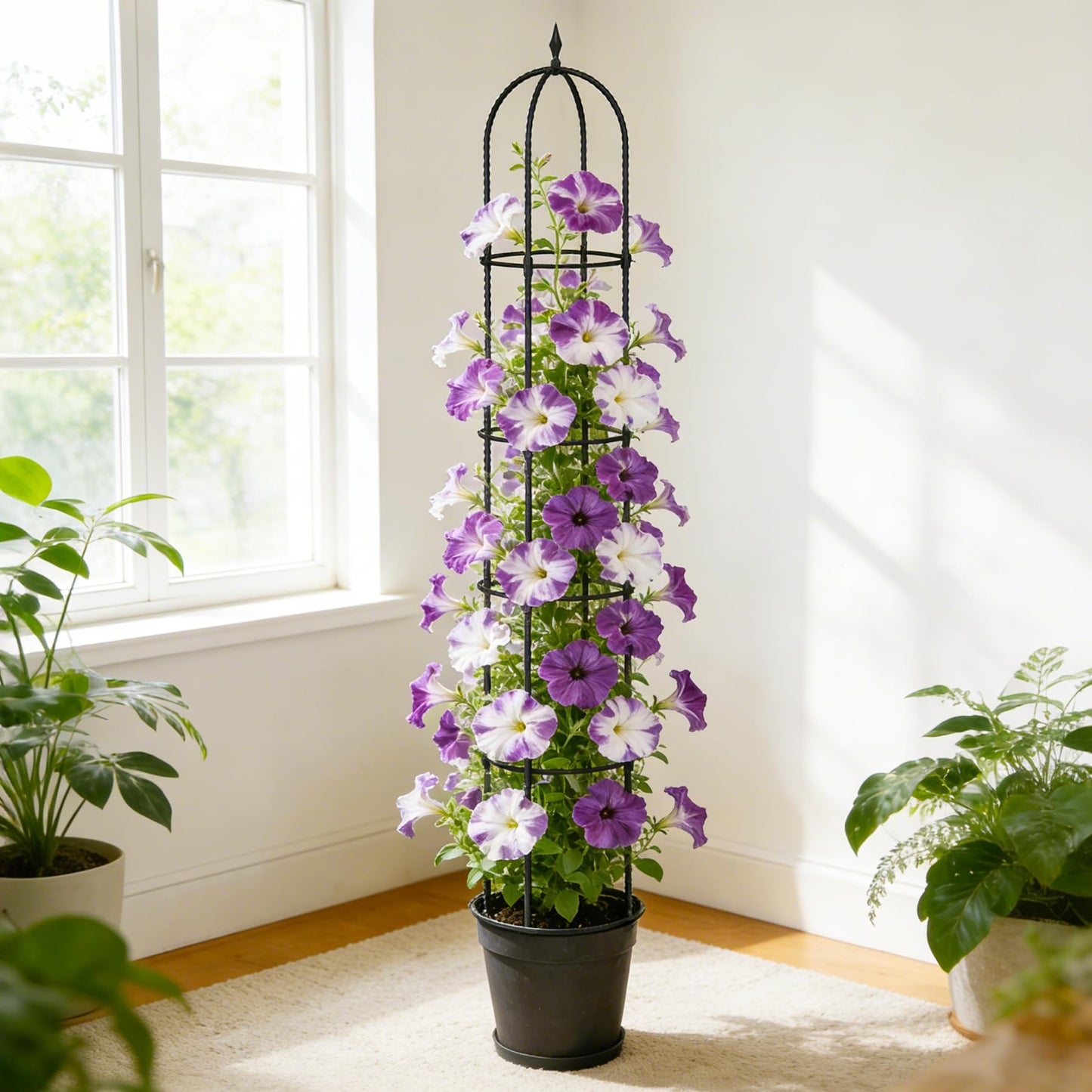 Garden Obelisk Trellis for Climbing Plants - 76" Tall Weather-Resistant Rustproof Metal Plant Flower Support for Roses, Clematis, Tomatoes & Vines, Indoor/Outdoor Use, 12”D (2 Pack)