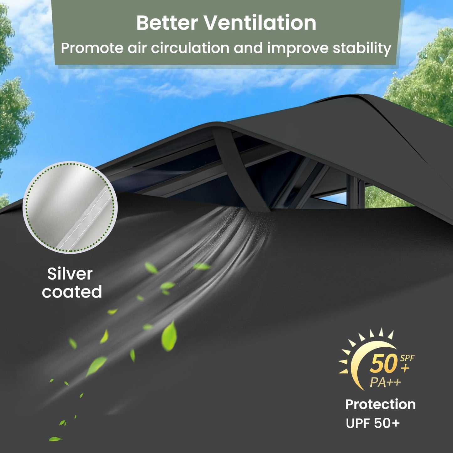 GVDV 10x10 Pop Up Canopy Tent with 4 Sidewalls, Beach Tent with One Push Setup, Outdoor Sun Shade for Events, Parties, Camping - Gazebo with Wheelbag, Black, CP23 B