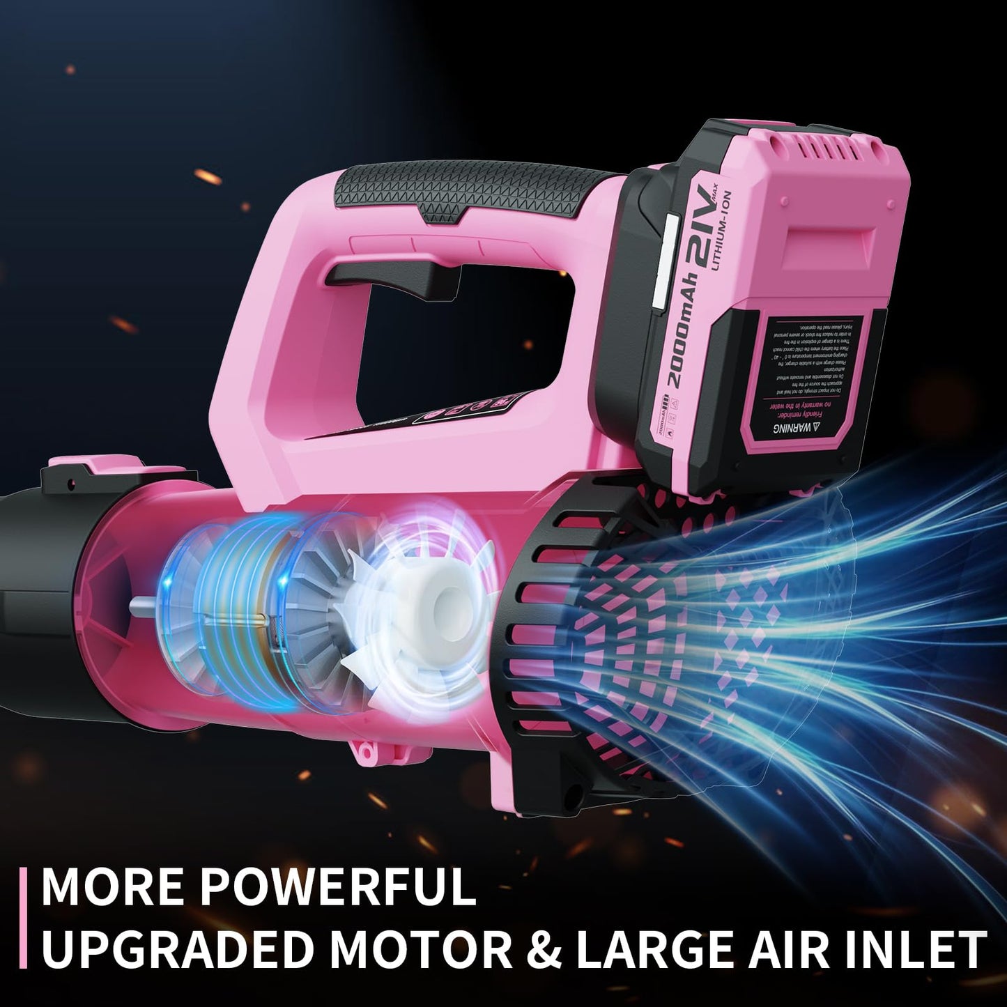LEAPUL Leaf Blower Cordless, 21V Electric Leaf Blower with 2×2.0Ah Batteries & 1 Fast Charger, Lightweight Battery Powered Blower for Lawn Care, Patio Cleaning