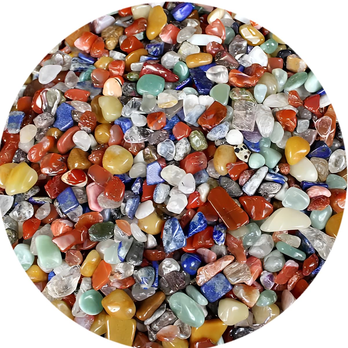 500 pcs Natural Chip Stone Beads, Hot Multicolor 5-8 mm Irregular Gemstones Healing Crystal Loose Rocks Bead Hole Drilled for Jewelry Making Bracelet