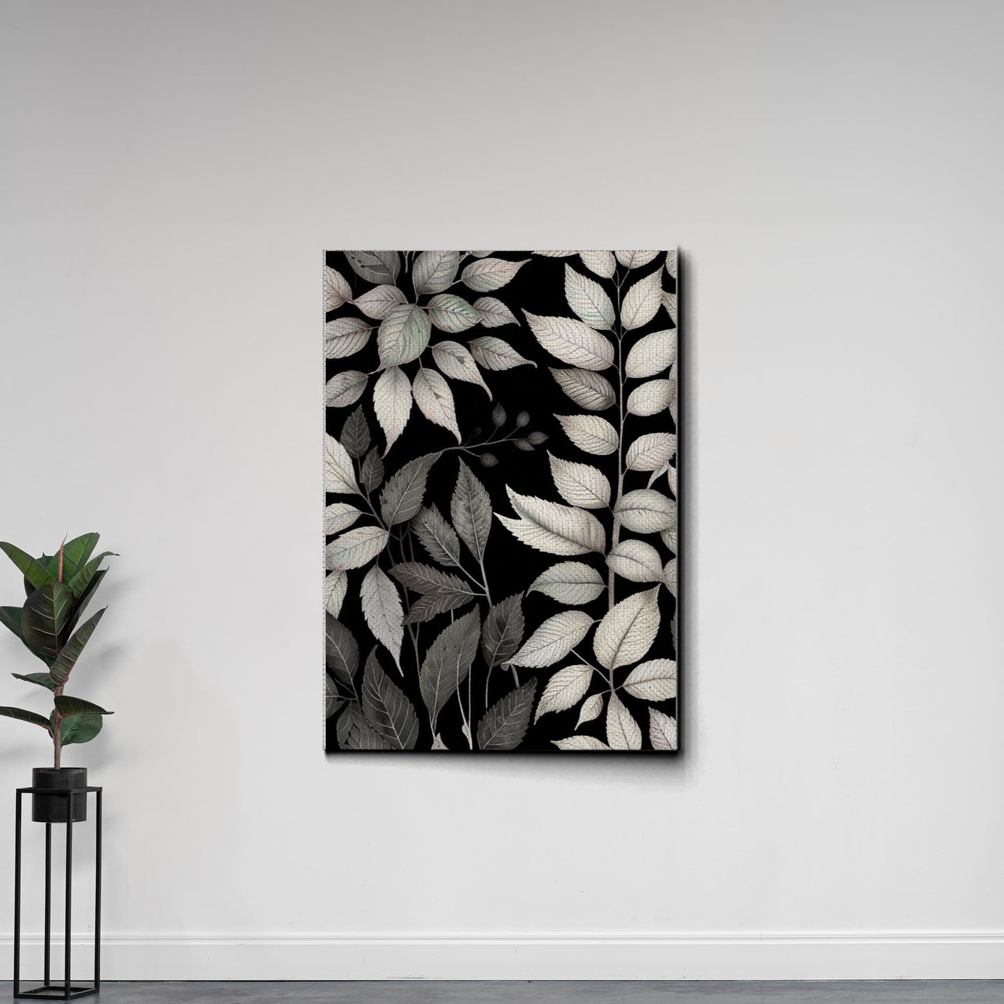 Canvas Print Scandinavian Folk Art Black and Beige Abstract Botanical Wall Art for Scandinavian Home Decor Decor Canvas, Wall