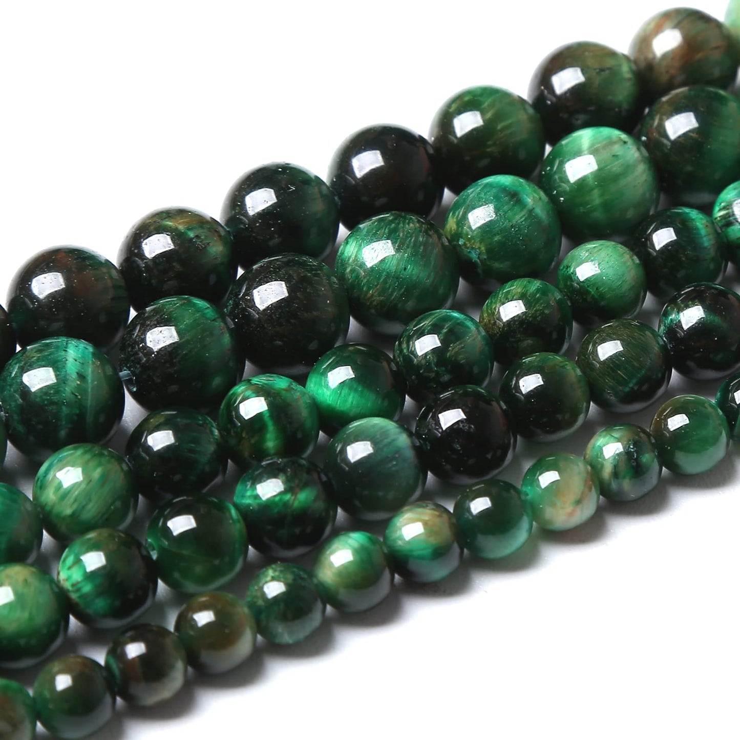 Natural Green Tiger Eye Stone Beads Round Loose Beads Energy Gemstone Healing Power for Jewelry Making 1 Strand 8mm 46pcs 15"