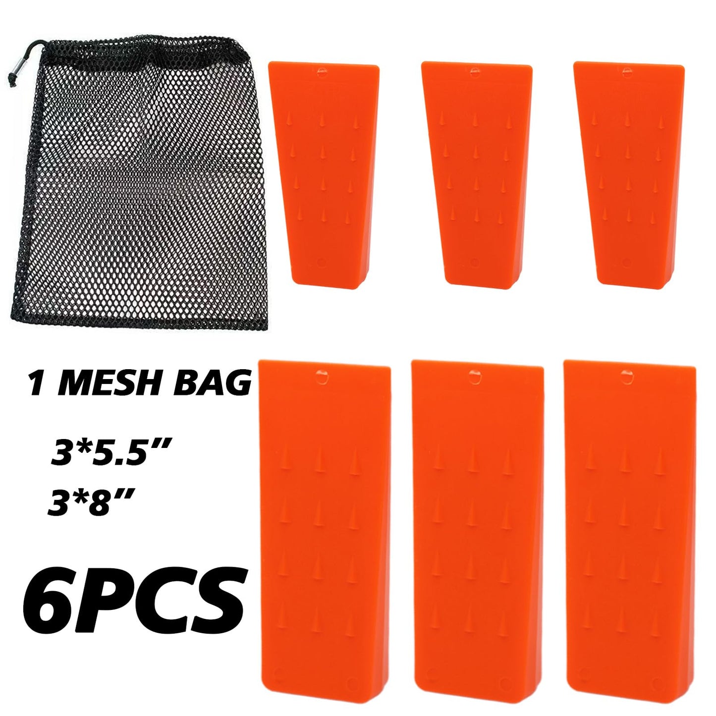kuzuryu 6pcs Tree Felling Wedges 5.5” & 8” Combo - ABS Plastic Logging Tools with Anti-Slip Teeth, Chainsaw Accessories for Medium Trees (Mesh Bag)