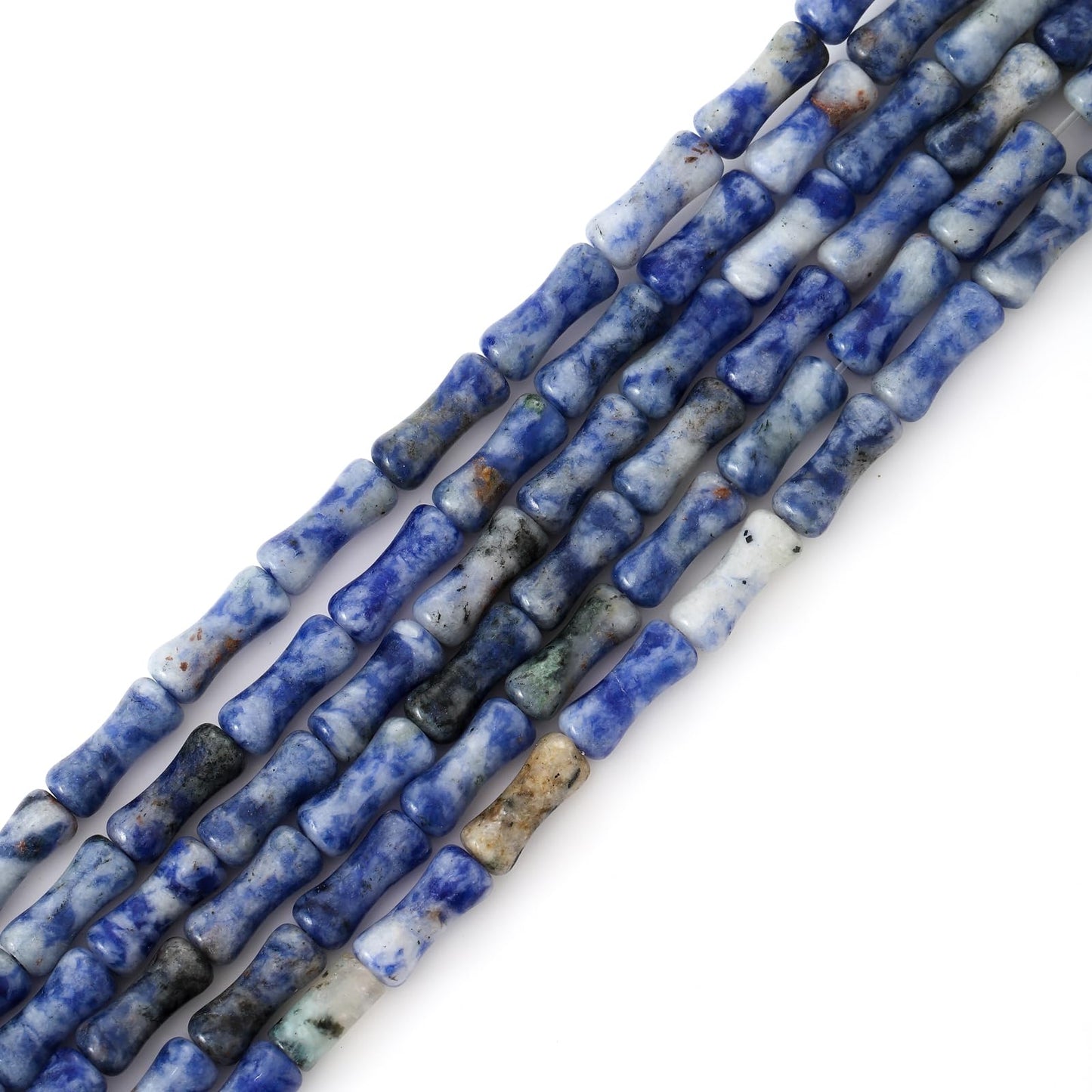 5x12mm Natural Blue Sodalite Stone Bamboo Shape Gem Healing Energy Loose Spacer Beads for DIY Necklace Bracelet Earring