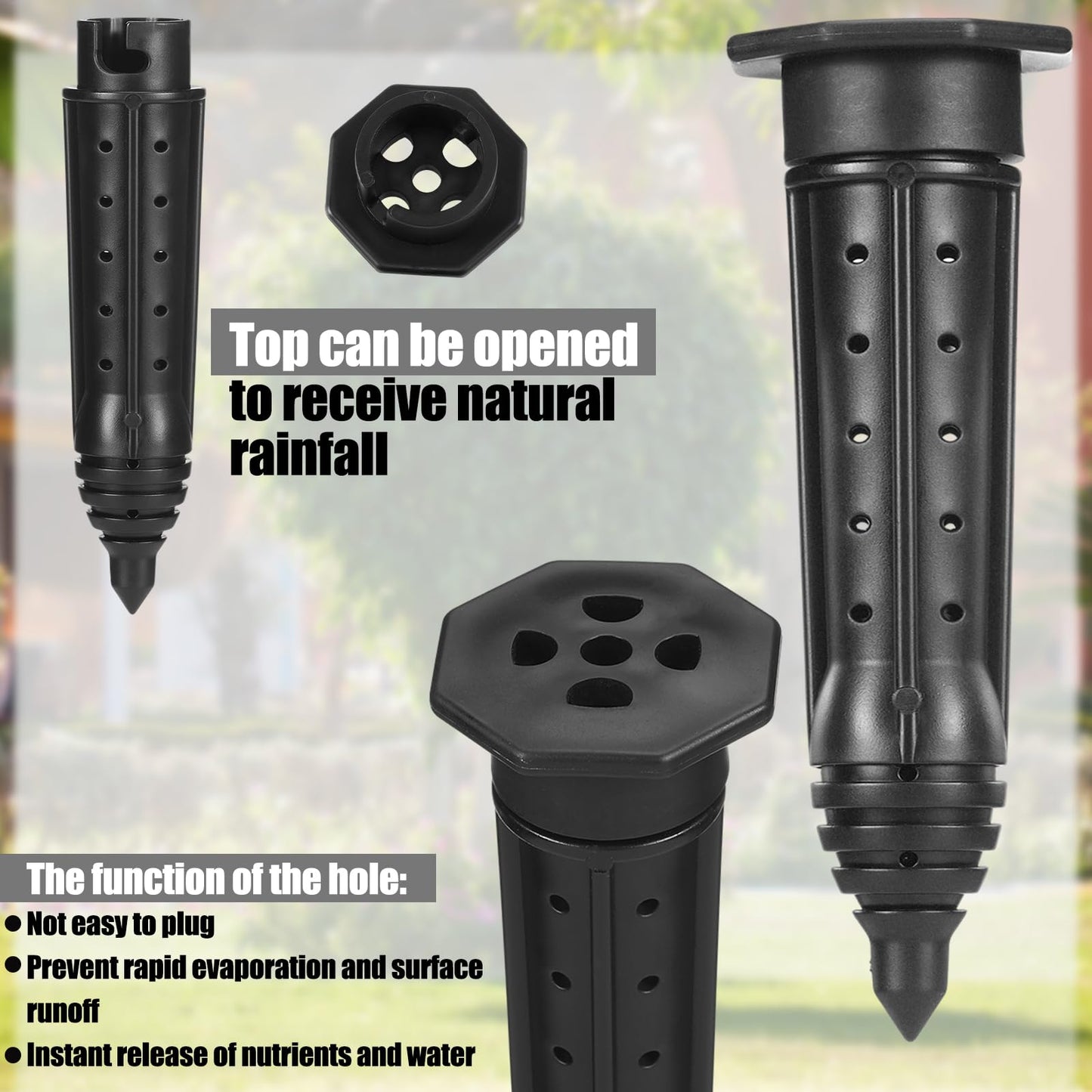 Briwooody 15 Pack Garden Watering Stake Large UV-Protected ABS Plastic Deep Root Irrigation Spike for Trees, Shrubs, Bushes, Shrubs, Flowers, Fruits, Vegetables, Potted Plants (8 Inch)
