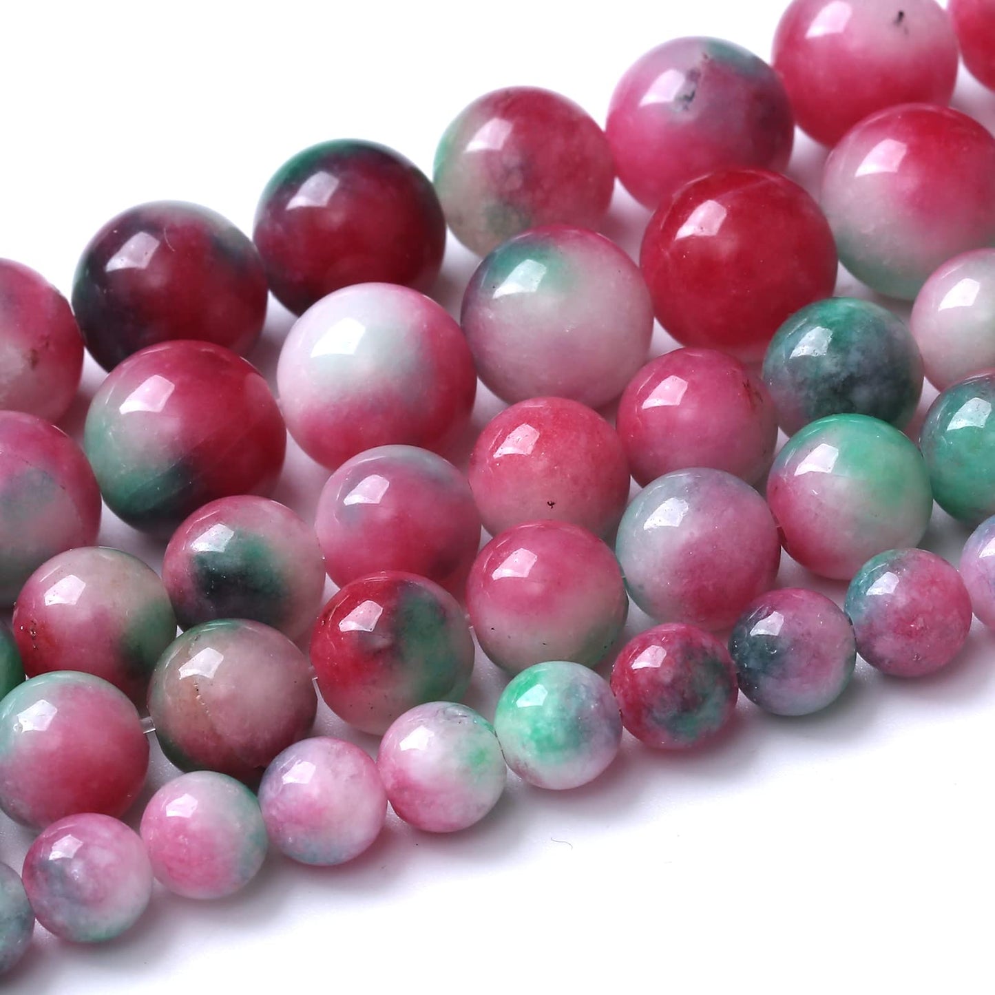 45pcs 8mm Natural Green Red Epidote Jade Stone Round Loose Spacer Beads for DIY Jewelry Making Necklaces Bracelets Healing Energy Beads (Epidote Jade, 8mm)