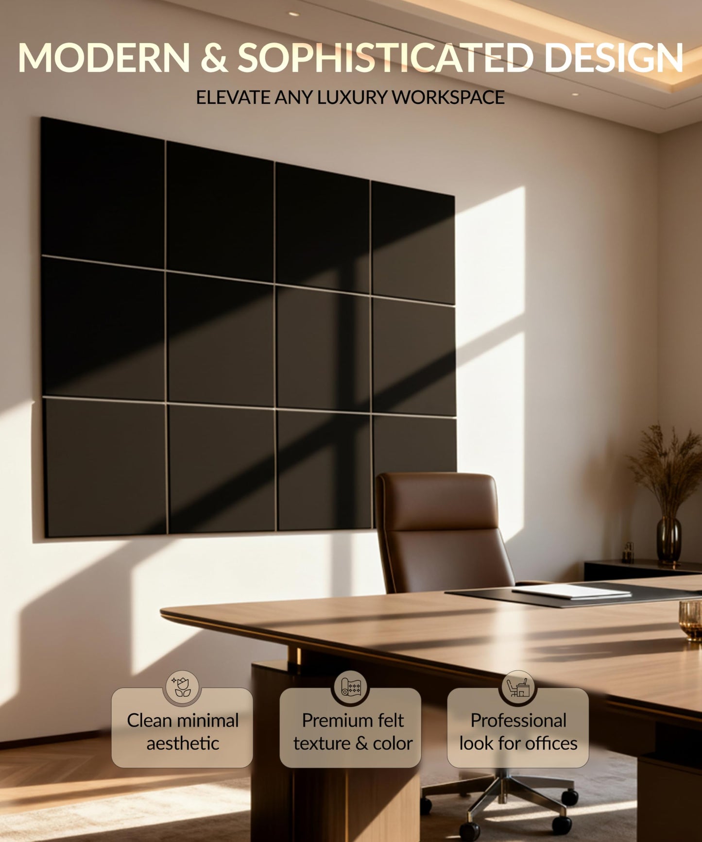 Large Felt Bulletin Board 48" x 36" with Push PINS & Wall Safe Adhesive Tabs – Modern Large Cork Board for Walls in Home or Office, Versatile Felt Board Layout, Cork Board, Vision Board, Dream Board