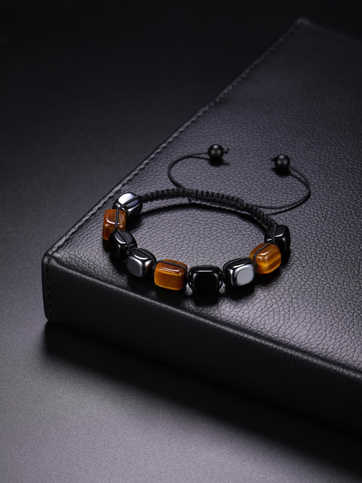 Jovivi Mens Healing Crystal Black Obsidian Tigers Eye Hematite Beaded Bracelet Natural Stone Beads Bracelet Triple Protection Jewelry Gifts for Men Women Reiki Yoga Energy Balancing