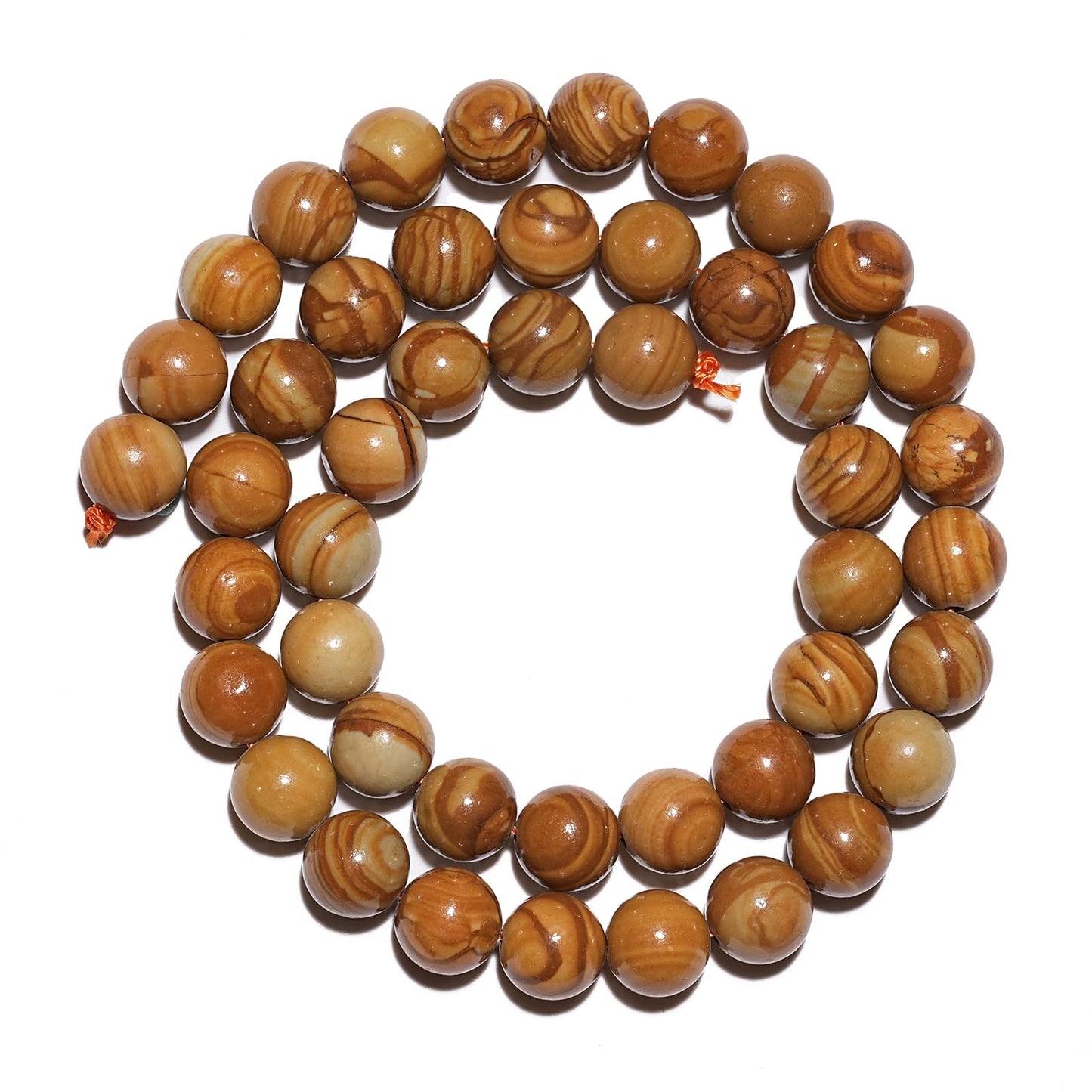 10mm Natural Yellow Woodgrain Jasper Gemstone Beads Polished Round Smooth Stone Beads for Bracelets Jewelry Making 15inch Loose Beads