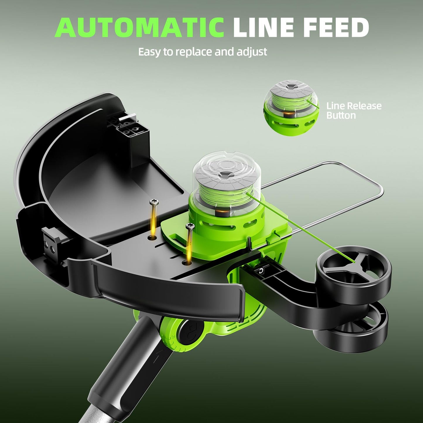 21V Weed Wacker Cordless & Lawn Edger, 9000RPM Electric Weed Eater with 2x2.0Ah Battery, 12" Auto Line Feed String Trimmer with 8 Pcs Spools, Lightweight Edger Lawn Tool for Yard, Green