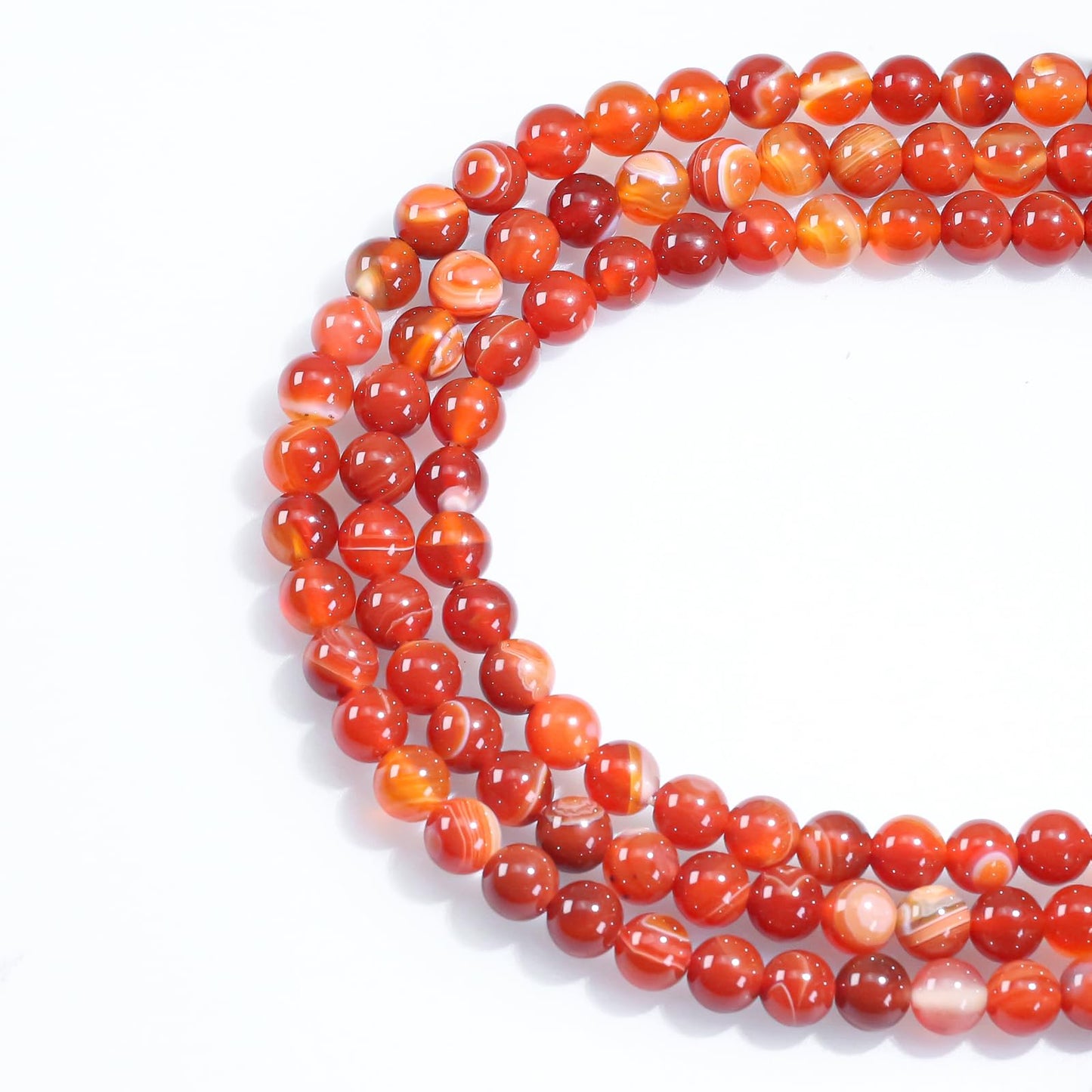 6mm Natural Gemstone Round Red Stripe Agate Loose Beads for Jewelry Making Bracelets Necklace Earrings Art Craft (60-62pcs/strand)