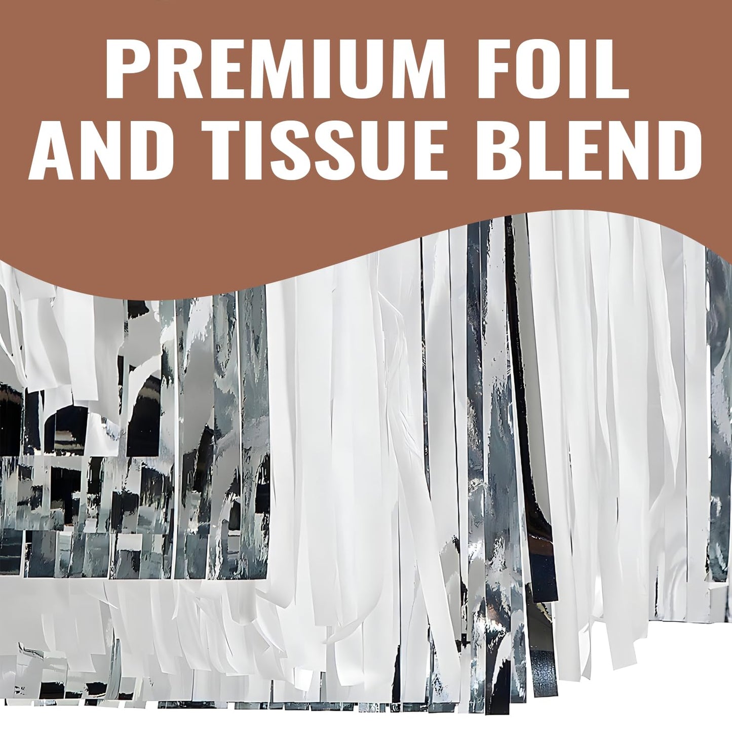 Fun Express 12 Ft. Silver Metallic Foil & Tissue Paper Ceiling Decoration