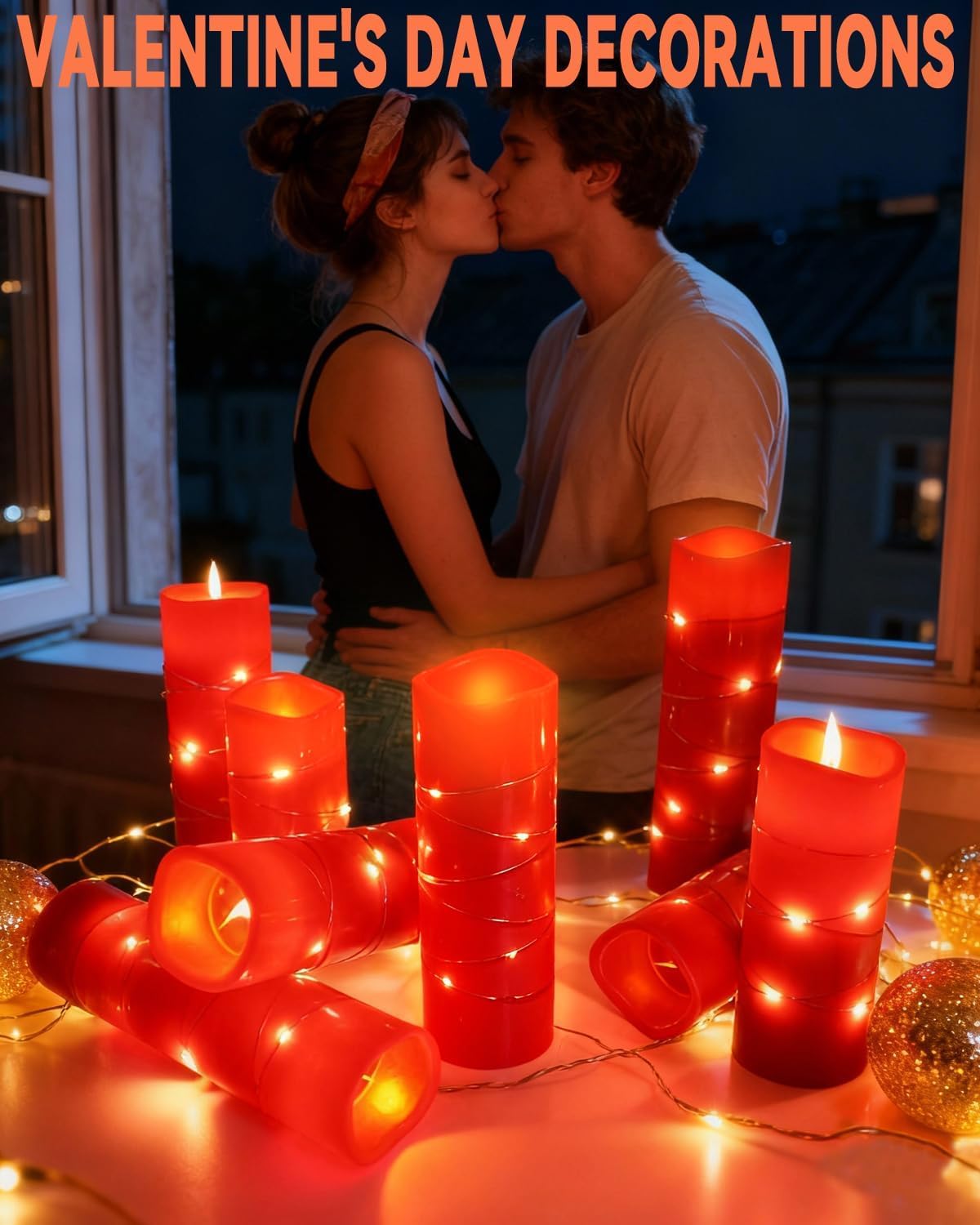 Pierty Red Real Wax Flameless Candles, 9-Piece Set with 2 Remote Controls, Featuring Realistic LED Lighting Effects. Ideal for Home Decor and Holiday use. Battery-Powered.
