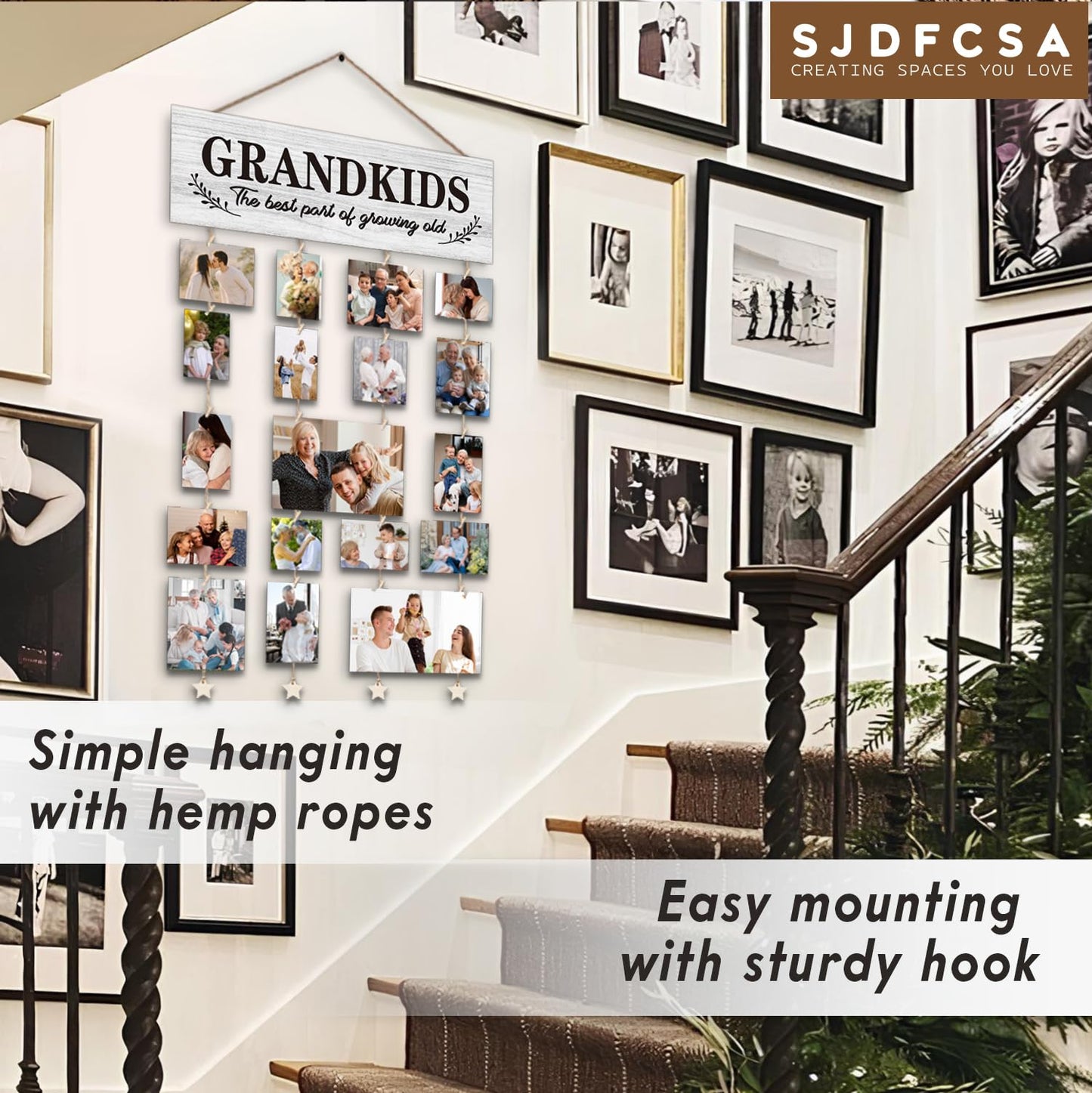 SJDFCSA Gifts for Grandparents, Grandkids Picture Frames Gifts for Grandma Nana Grandmother from Granddaughter Grandson, Grandkids The Best Part of Growing Old Photo Collage Frame for Wall