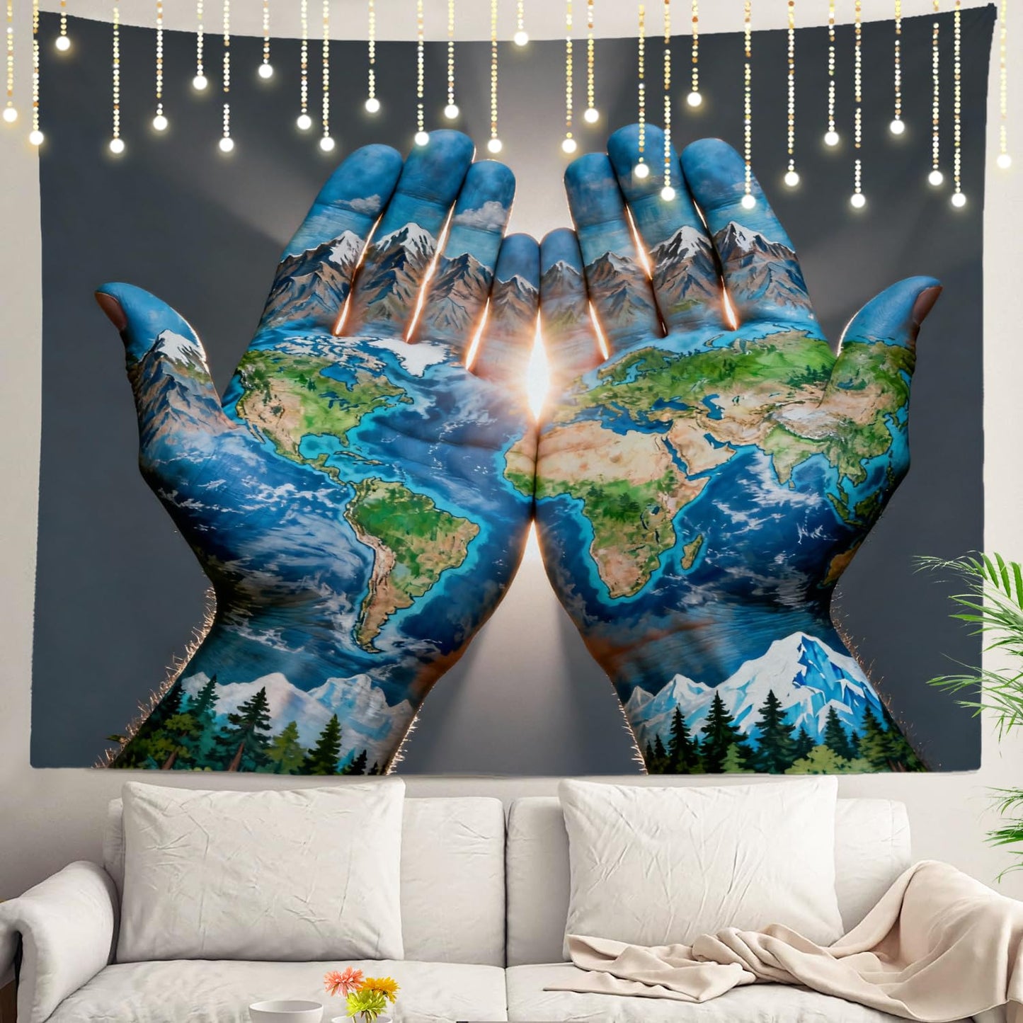 Shrahala Psychedelic Wall Tapestry - Blue Ethnic Design for Bedroom & Living Room (59.1 x 82.7 Inches)