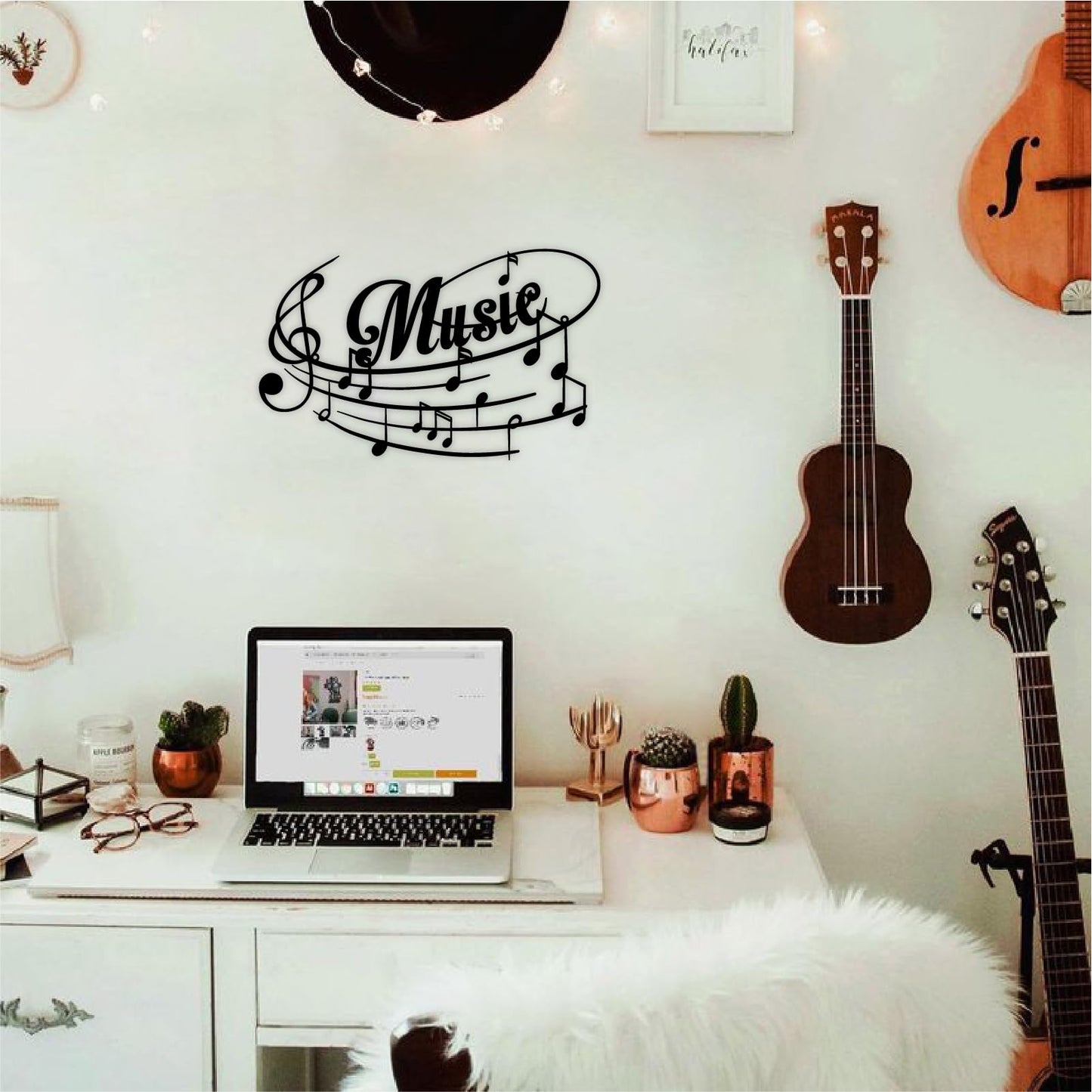 Sanshaoye Metal Music Note Wall Art Sign for Home Décor, Hanging Musical Note Decoration for Music Rooms, Studios and Home Walls, Gift for Musicians, 12” x 7.4”
