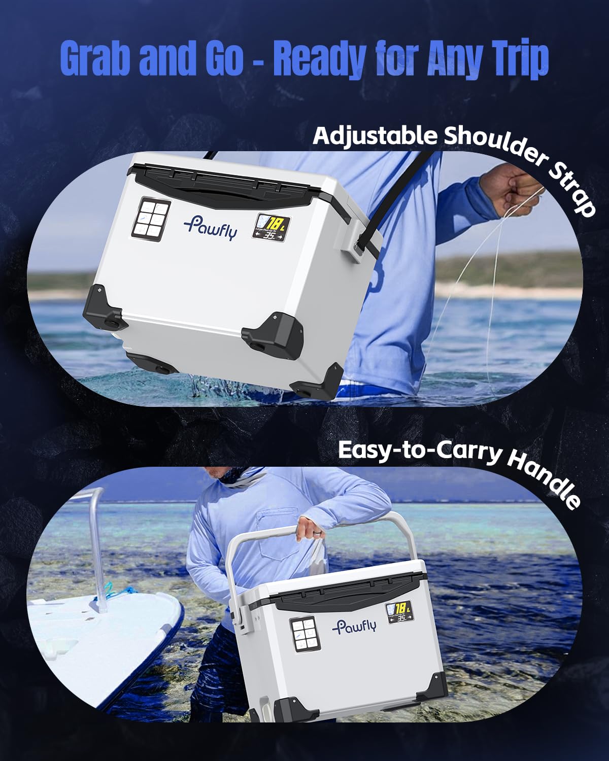 Pawfly 19 QT Leak-Proof Fishing Cooler with Rechargeable Aerator, Portable Fish Livewell for Boat, Insulated Minnow Bucket for Shrimp & Live Fish, Hard Cooler Box for Fishing