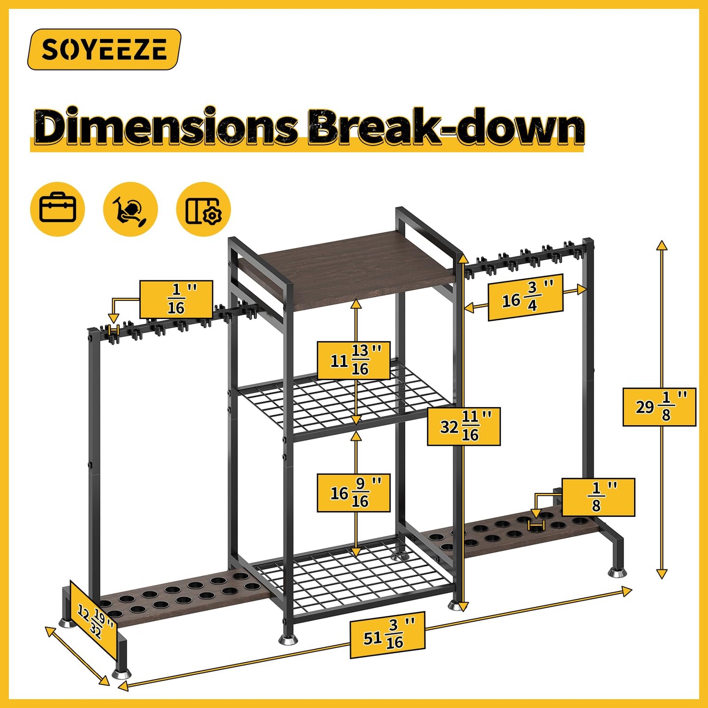SOYEEZE Fishing Rod Holder for 28 Rods, Ground Stand Fishing Pole Holders for Garage, 3-Sided Vertical Fish Rod Rack for Tackle Box, Fishing Supplies,a Display Fish Gear Storage Gift