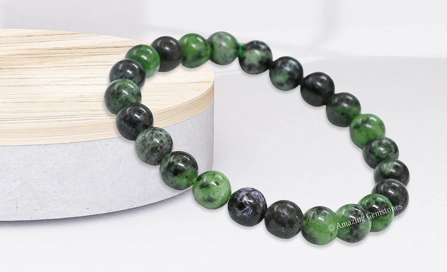 Amazing Gemstone Crystal Bracelet for Women Men's Gifts - Protection Healing Crystal Bracelet - 8mm Gemstone Beaded Stretchable Bracelet Pulseras Para Hombres Mujer Stocking Stuffers Mothers Day Gift (Ruby Zoisite)