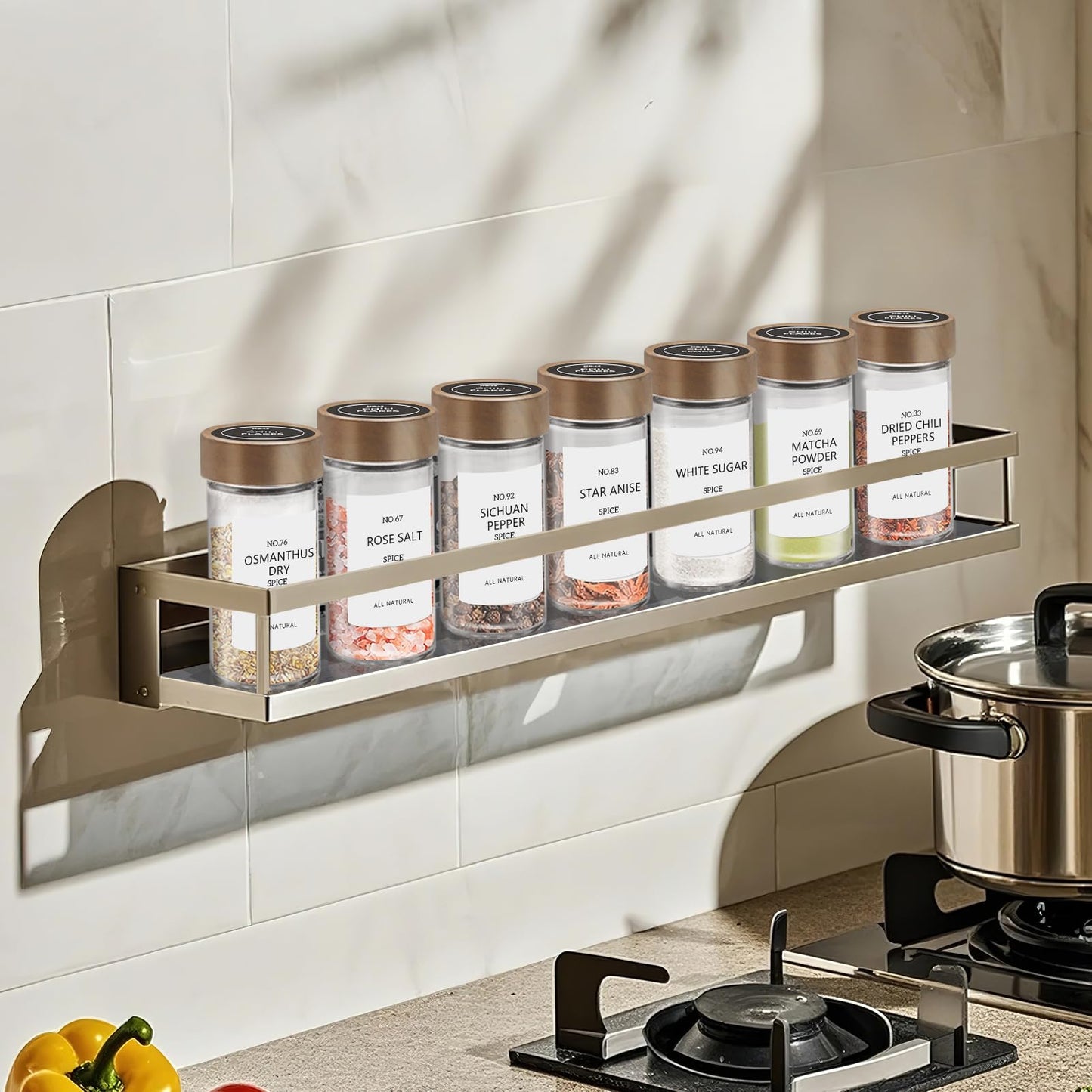 VIBRATITE 30 Pack Spice Jars with Acacia Lids, 4 oz Round Glass Jars Spice Containers Set with Labels, Pen, Funnel, Seasoning Storage Bottles with Shaker Lids for Rack, Cabinet, Drawer