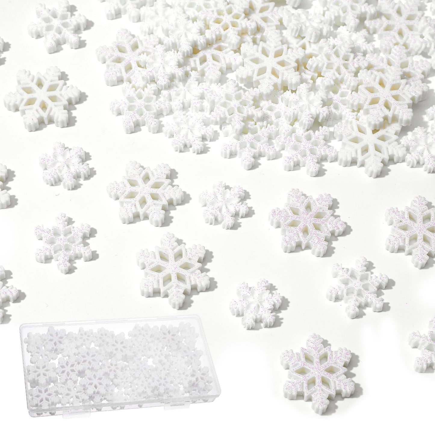 60 PCS Small Snowflakes for Craft Mini Snowflakes for Crafts Glitter Resin-Snowflakes Tiny Resin Snowflake Small-Snowflakes Glitter for Embellishment DIY Craft Project Winter Supply, 3 Different Size