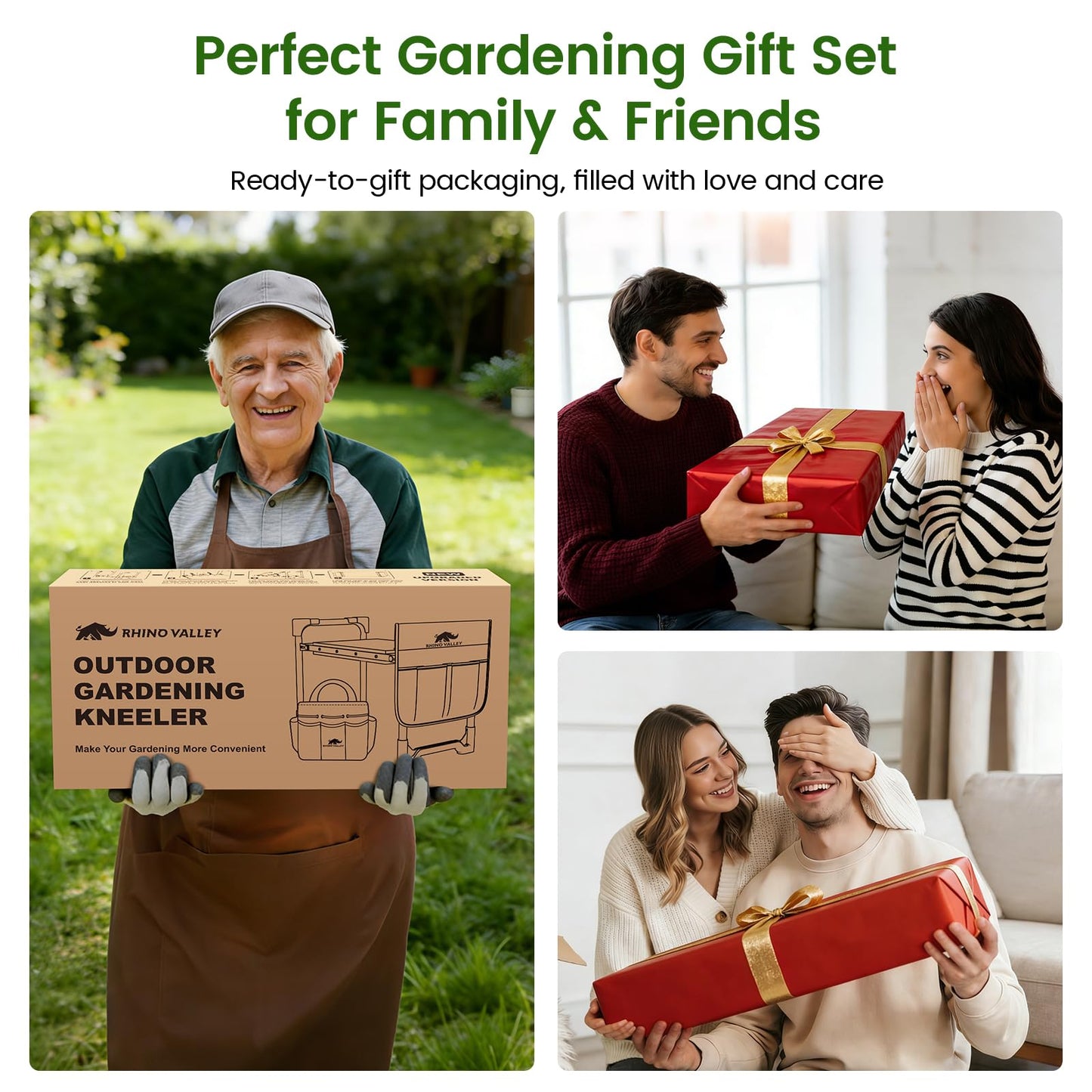 Garden Kneeler and Seat, Heavy Duty 2 in 1 Gardening Stool with Tool Side & Tote Bags, Foldable Gardening Bench to Relieve Knee & Back Pain, Garden Chair Gifts for Women, Seniors