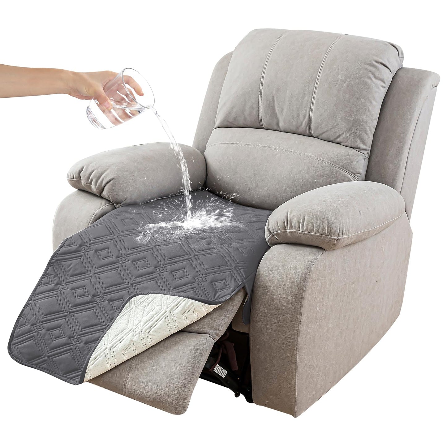 Genina 100% Waterproof Recliner Chair Covers, Anti-Slip Recliner Cover Dog Couch Cover Furniture Protector, Reclining Sofa Slipcover for Pets Dogs, 1 Piece (Dark Gray, Recliner)